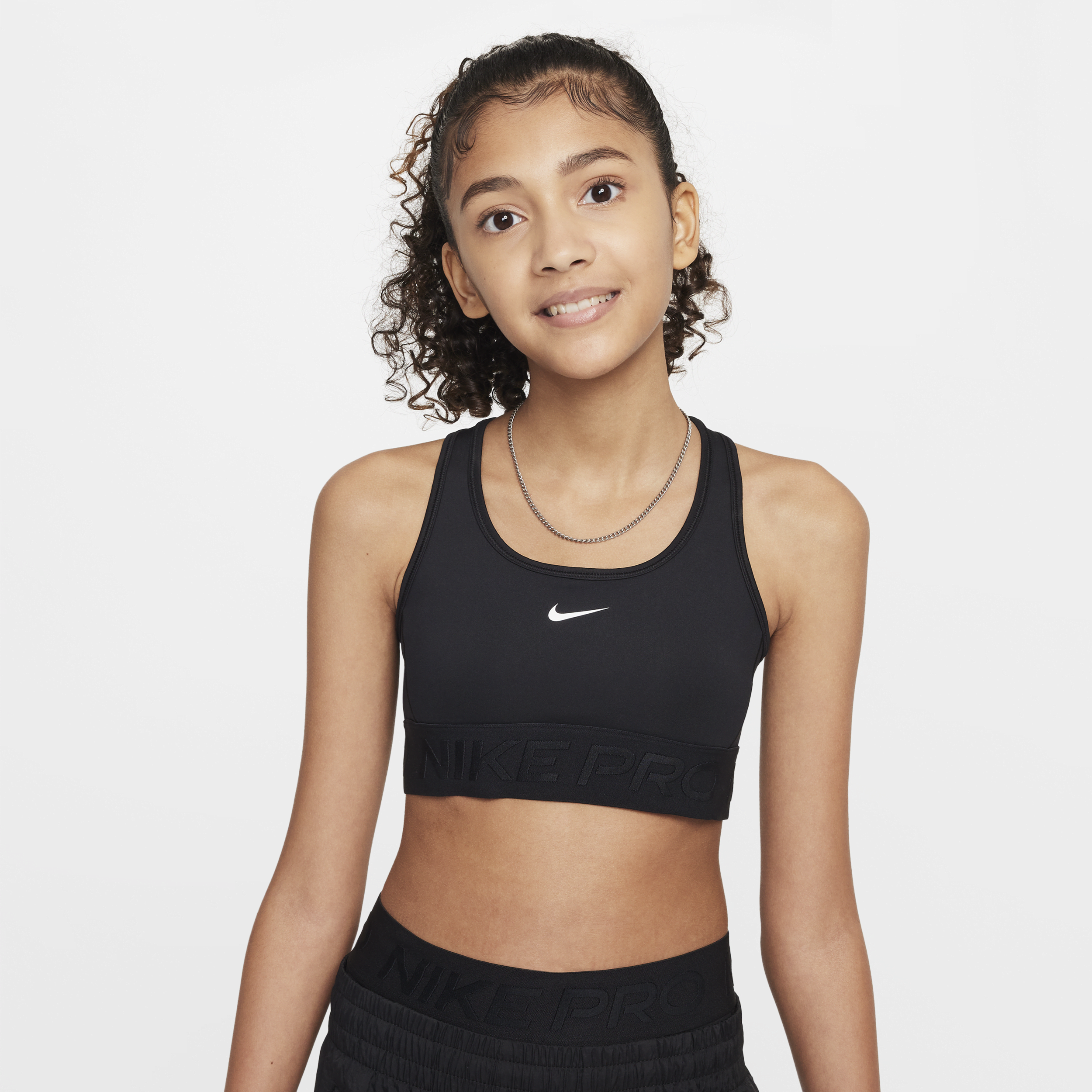 Brassière de sport Nike Pro Swoosh pour fille - Noir