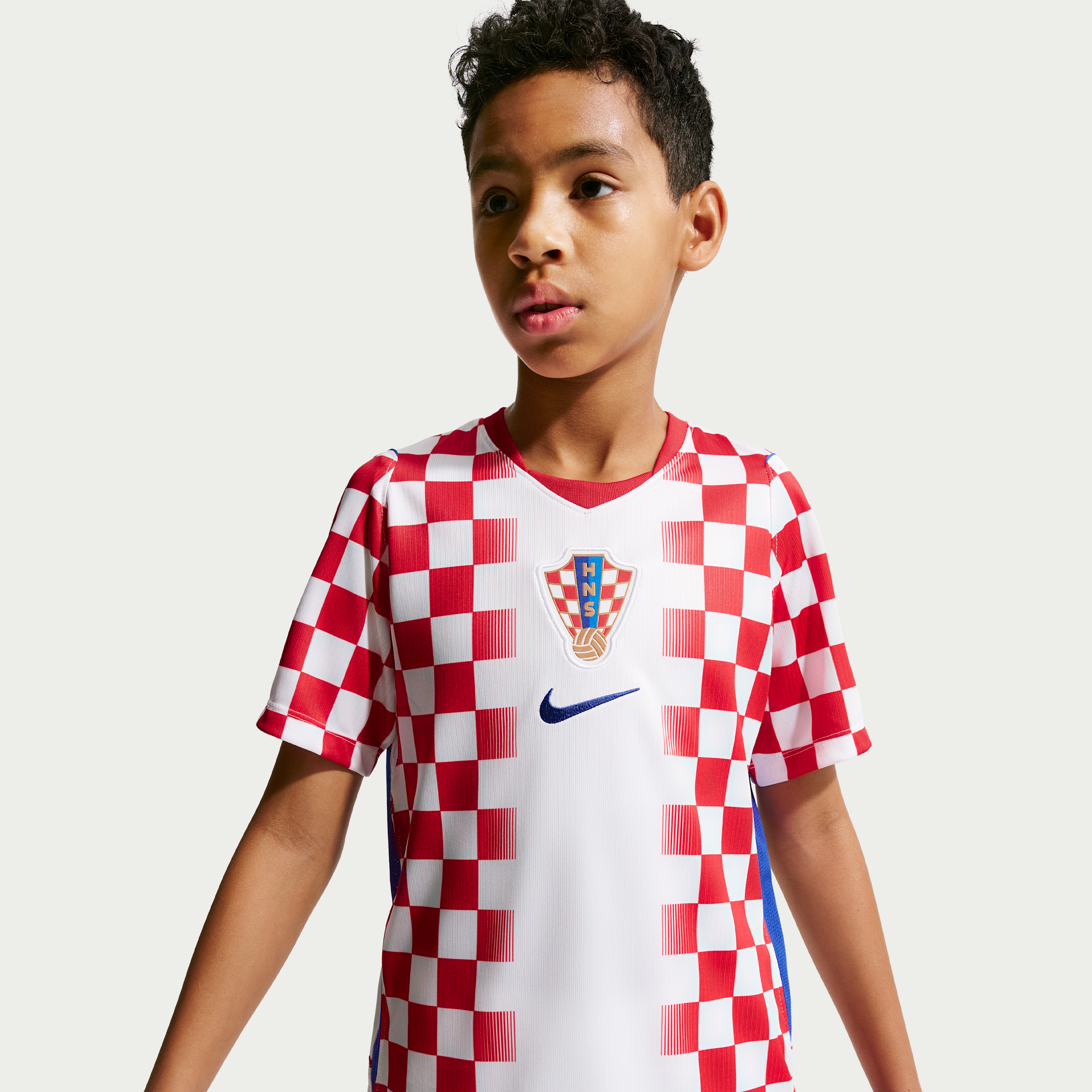 Kroatien 2026 Nike Dri-FIT Replica-fodboldtrøje til større børn - hvid