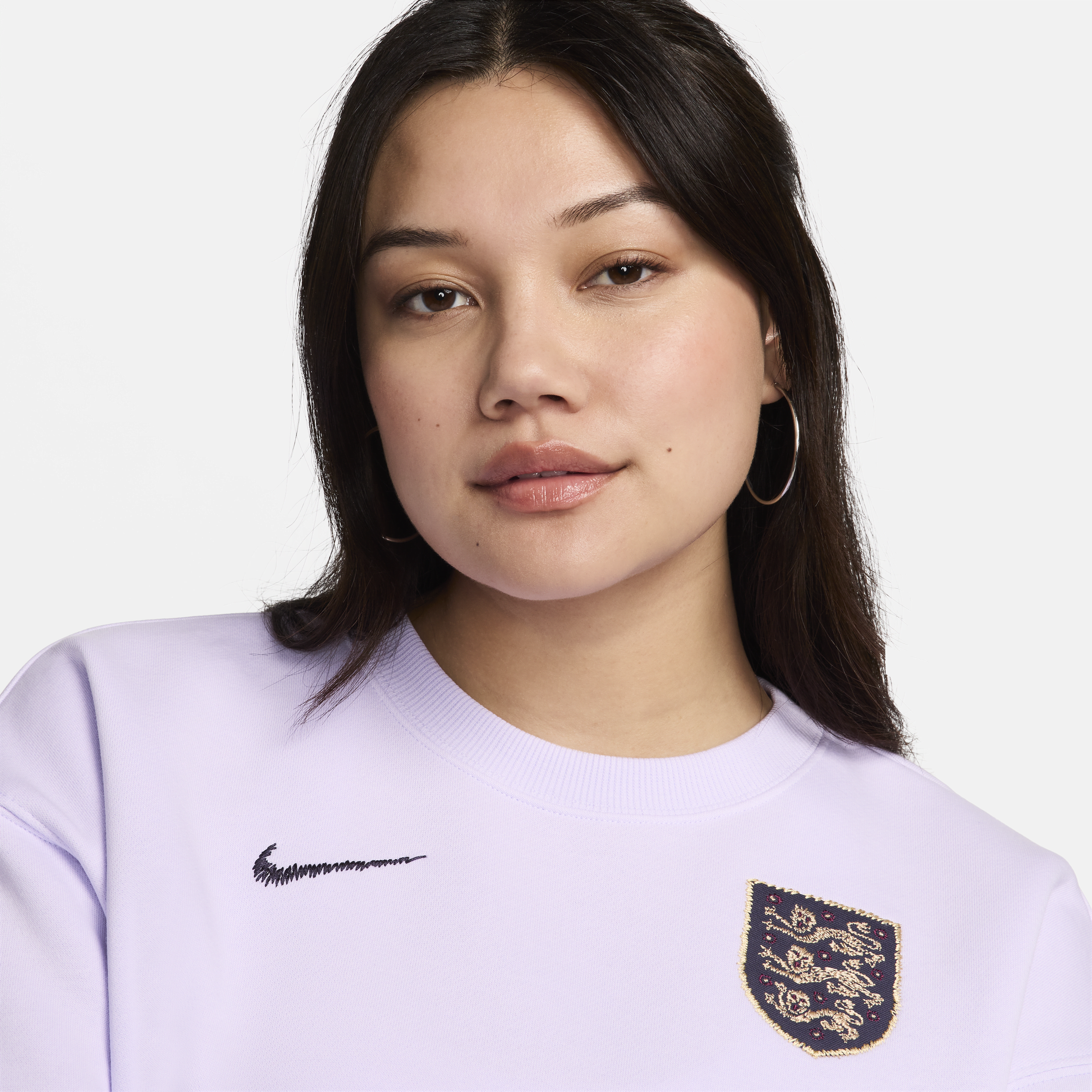 Nike Engeland Phoenix Fleece oversized voetbalsweatshirt met ronde hals voor dames Paars