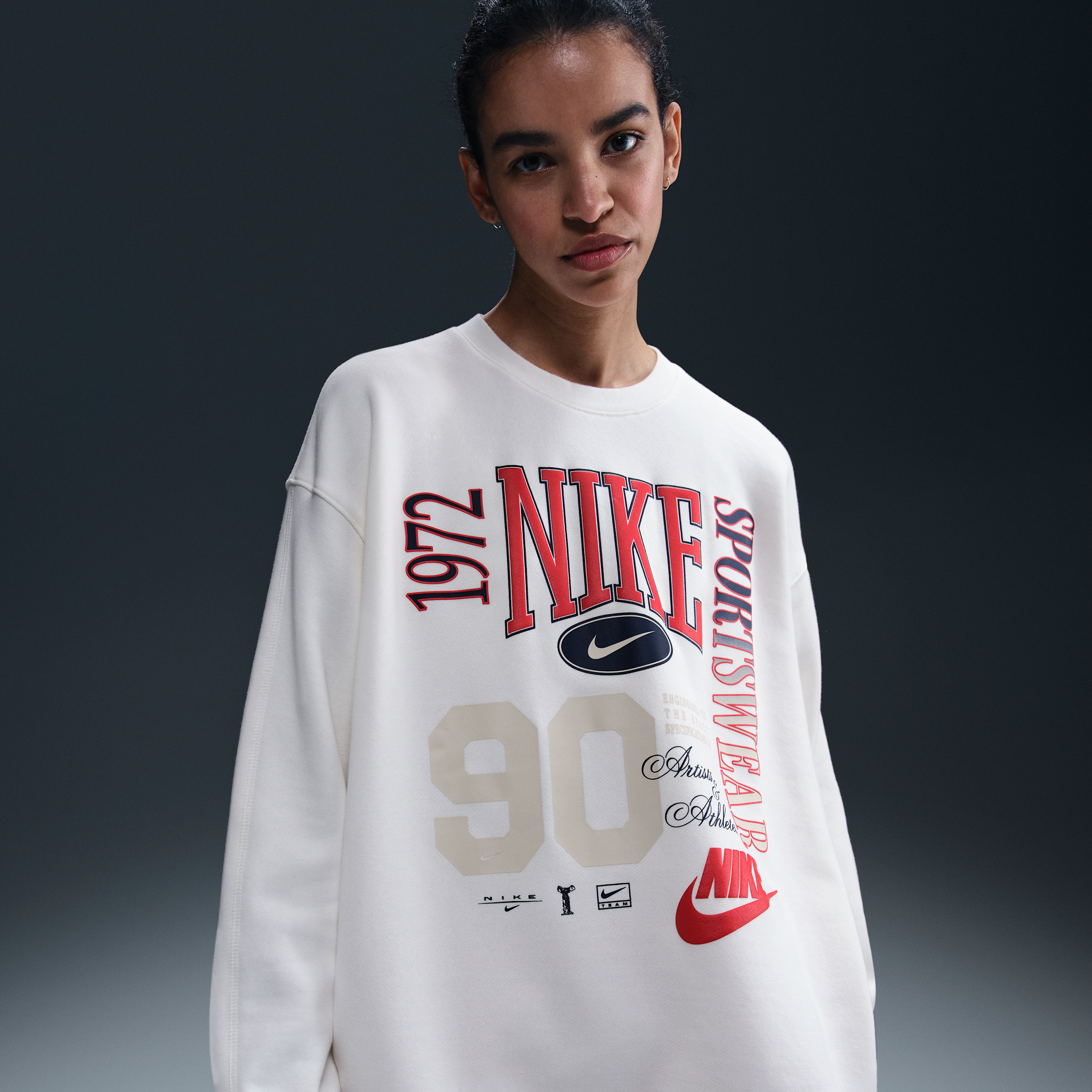 Thumbnail - Nike Sportswear extragroßes French-Terry-Sweatshirt mit Rundhalsausschnitt für Damen - Weiß