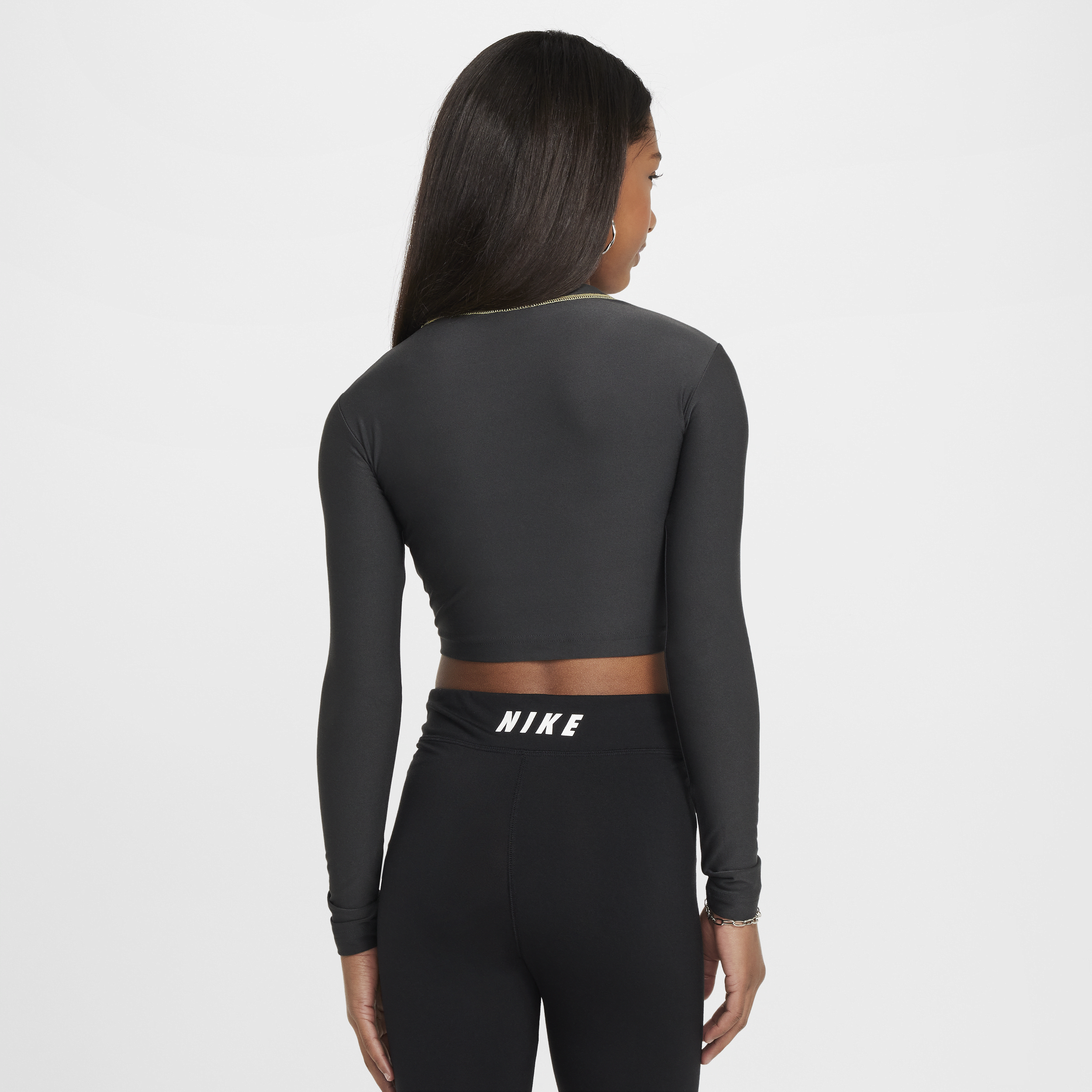 Nike Sportswear croptop met lange mouwen voor meisjes Grijs
