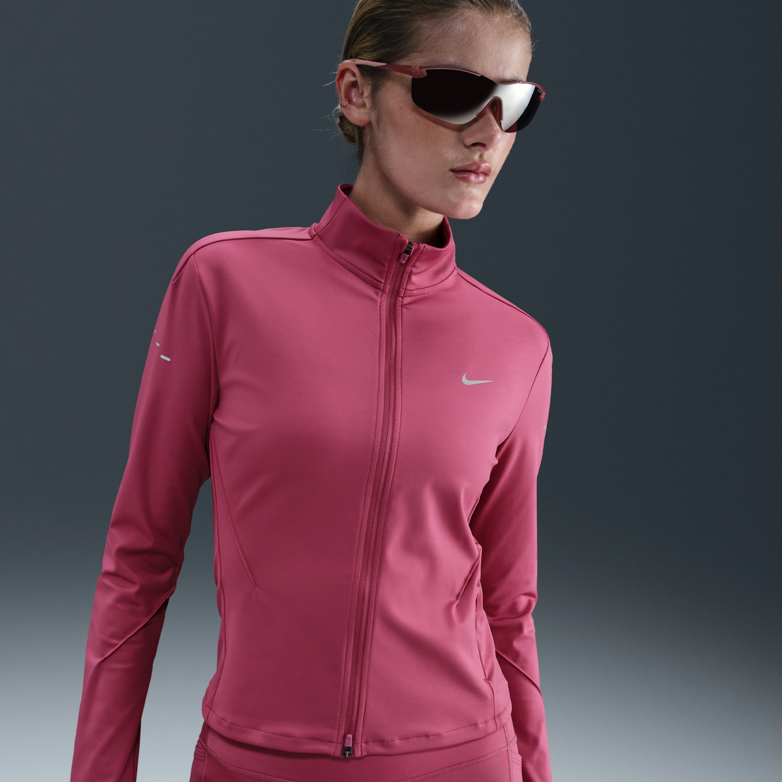 Thumbnail - Nike Swift Dri-FIT Midlayer-Laufoberteil mit durchgehendem Reißverschluss (Damen) - Lila