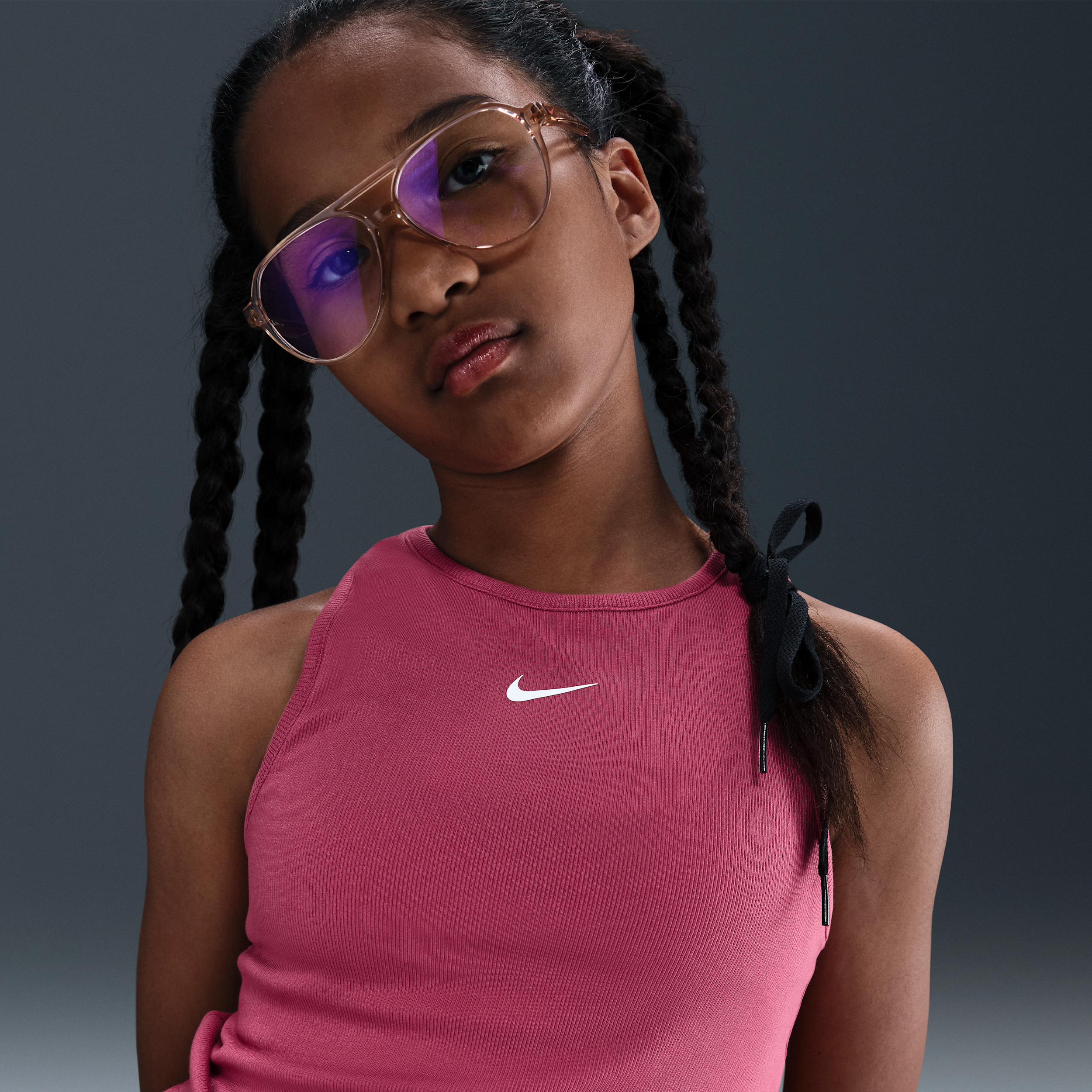Nike Sportswear Girls Ribbed Tank Top - Purple - Polyester/Lyocell/Elastane