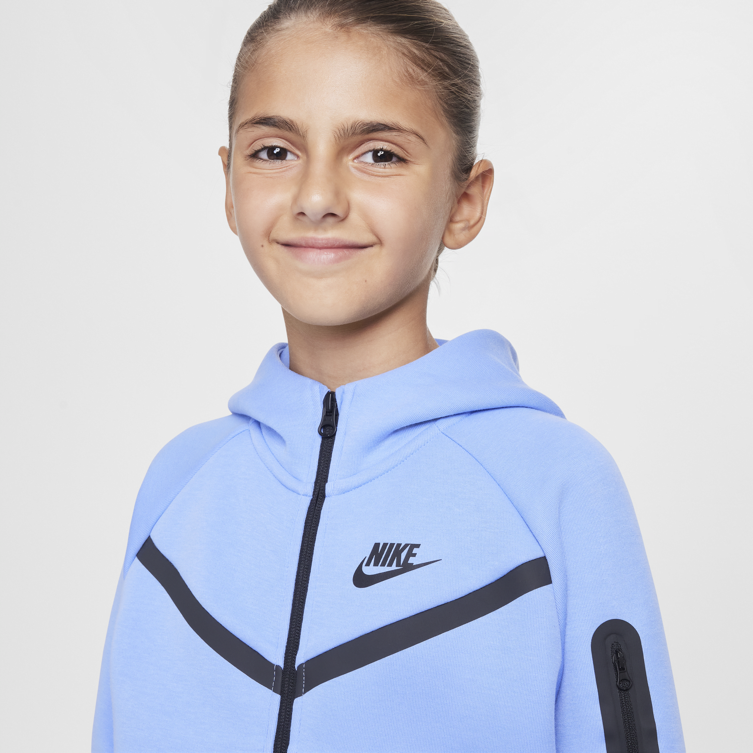 Sweat à capuche et zip Nike Sportswear Tech Fleece pour ado (fille) - Bleu