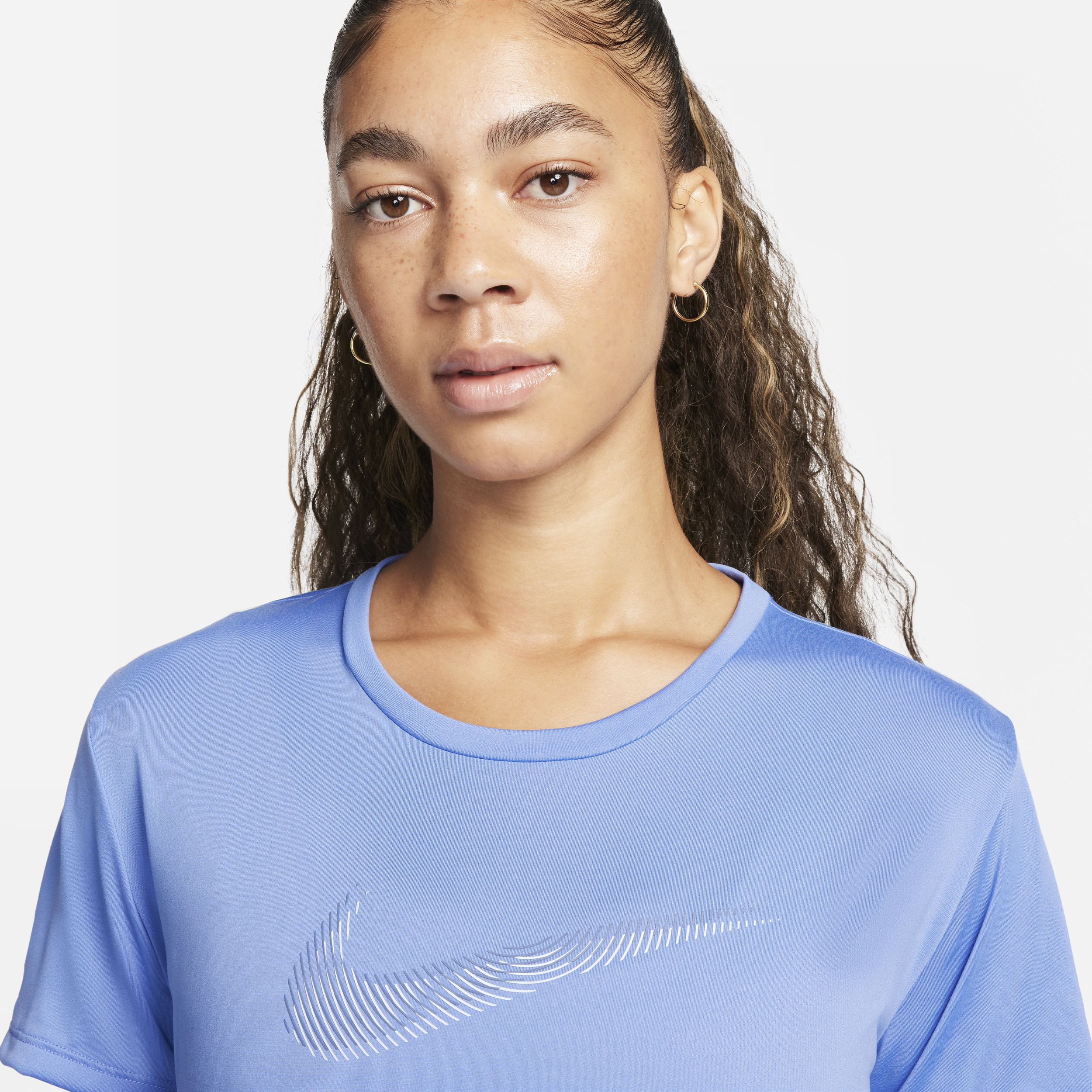 Nike Dri-FIT Swoosh Hardlooptop met korte mouwen voor dames Blauw