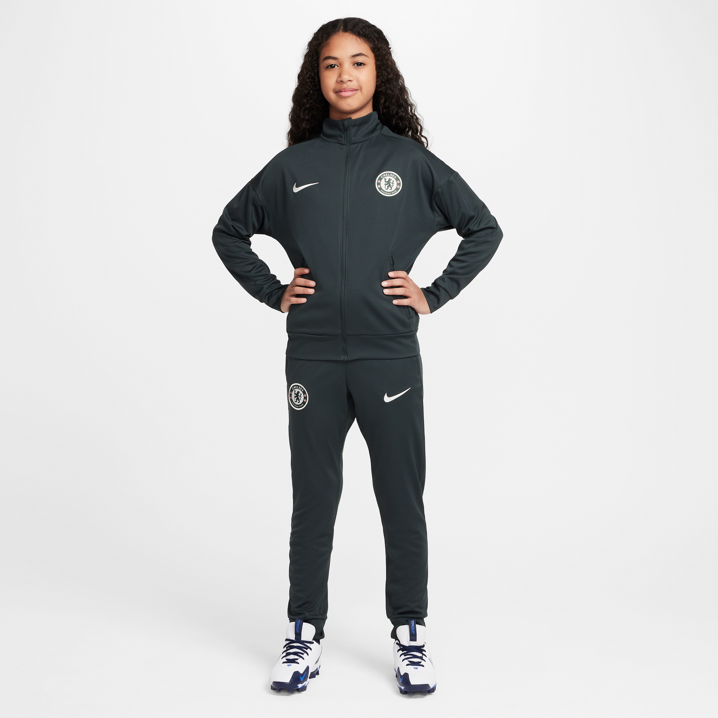 Chelsea F.C. Academy Pro Older Kids Nike Dri-FIT Football Knit Tracksuit - Green - Polyester