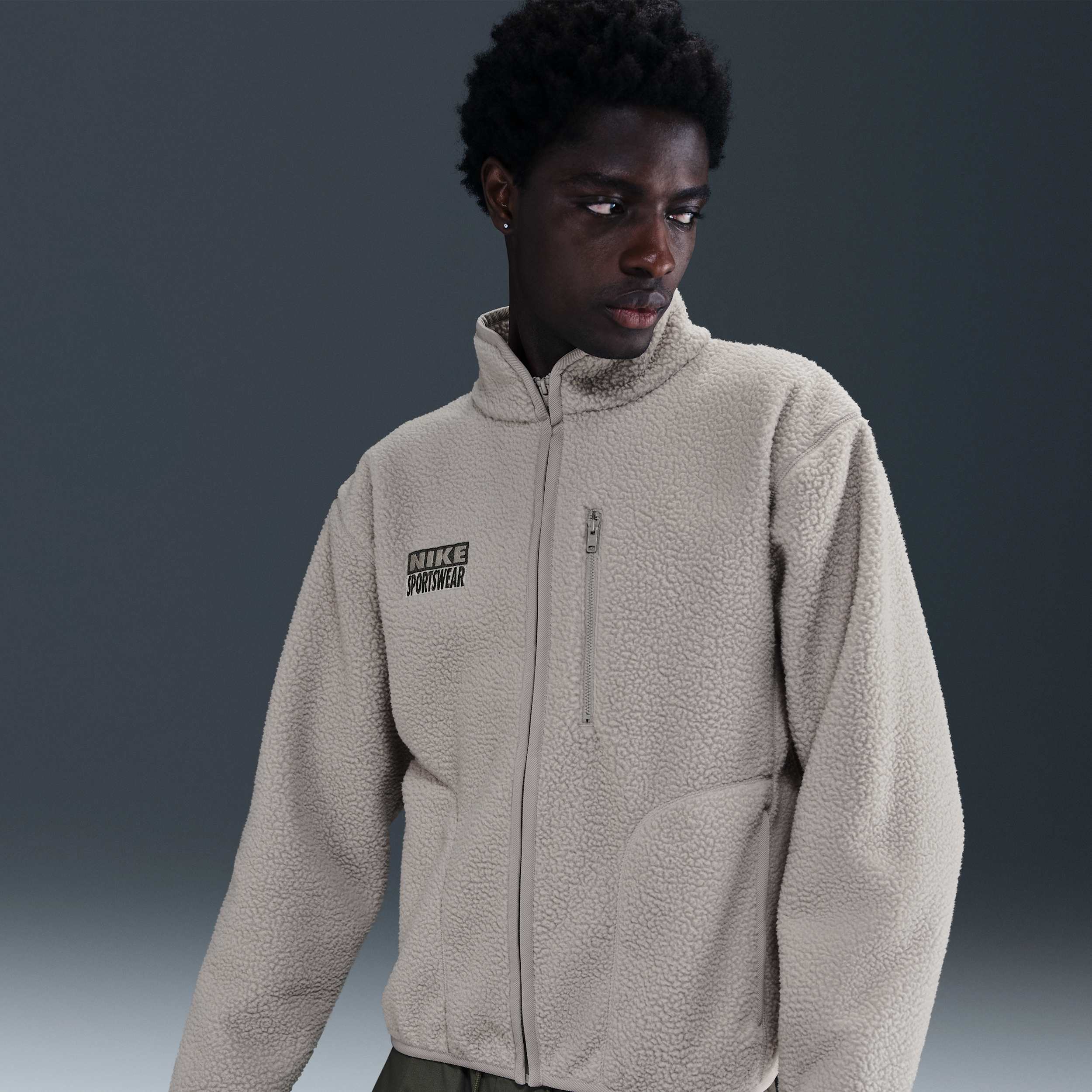 Nike Club Men's Winter Jacket - Grey - Fleece