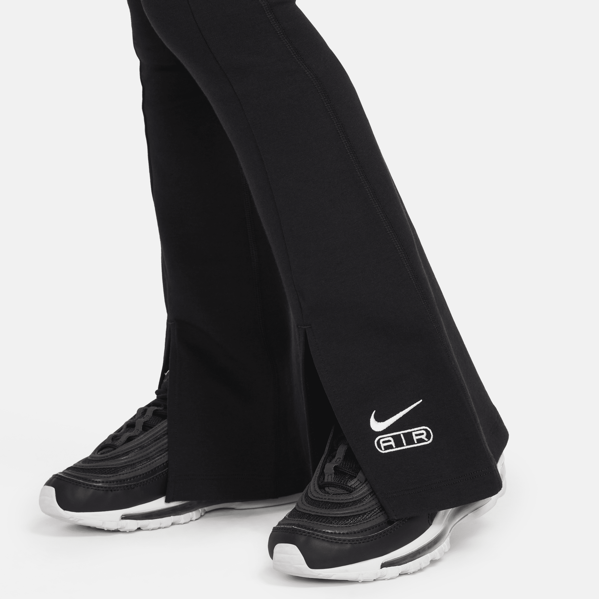 Nike Air legging met hoge taille en wijd uitlopende pijpen voor meisjes Zwart