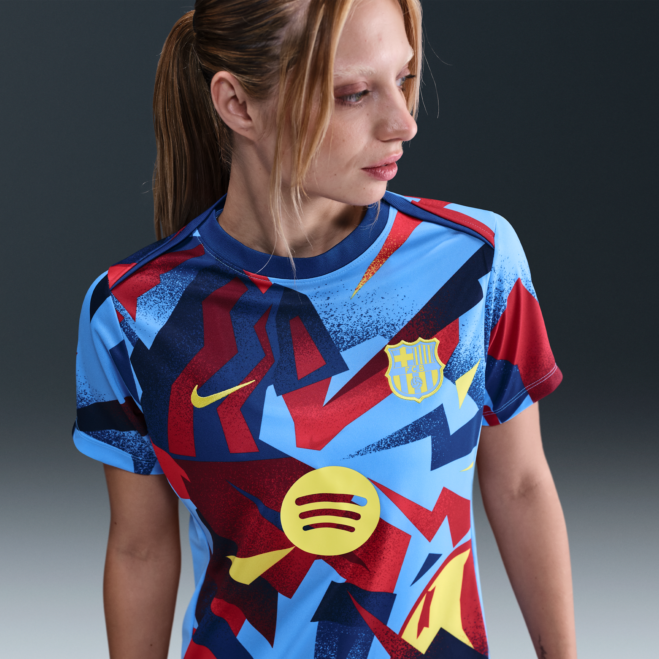 Nike FC Barcelona Academy Pro Fourth  Dri-FIT warming-uptop voor dames - Blauw
