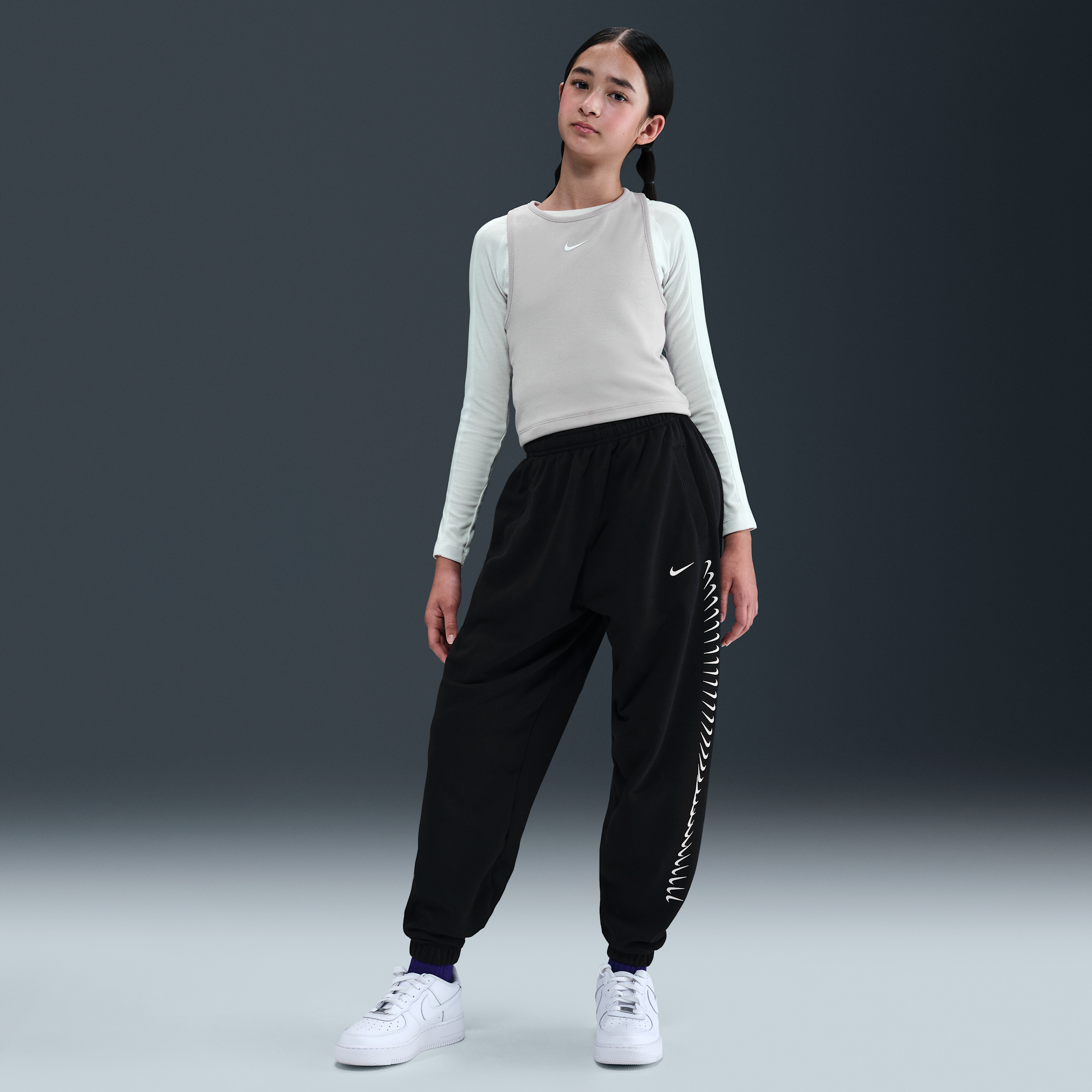 Nike Girls Dri-FIT Fleece Trousers - Black - Cotton/Polyester