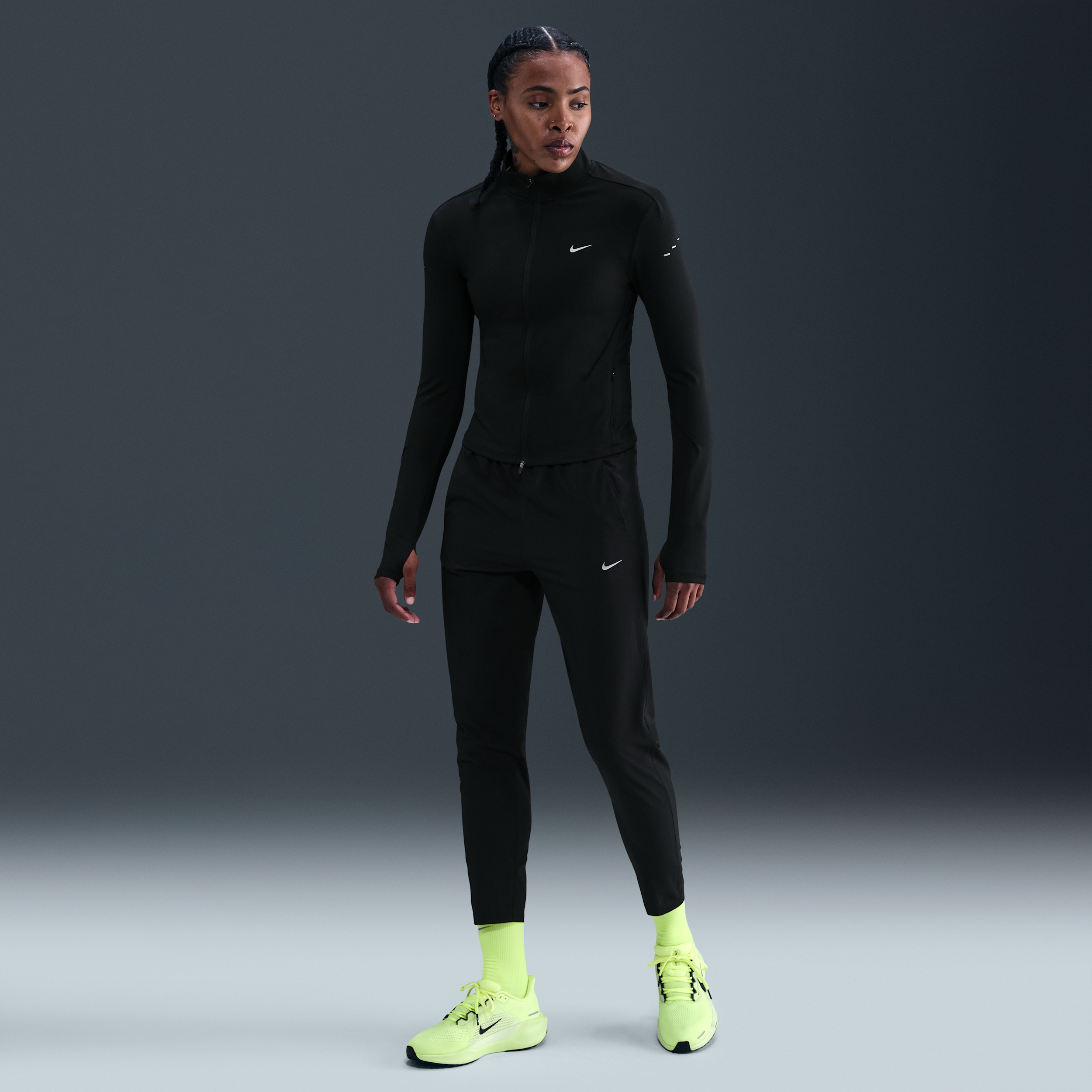 Nike Tempo Womens Dri-FIT Mid-Rise 7/8 Running Trousers - Black - Polyester/Elastane