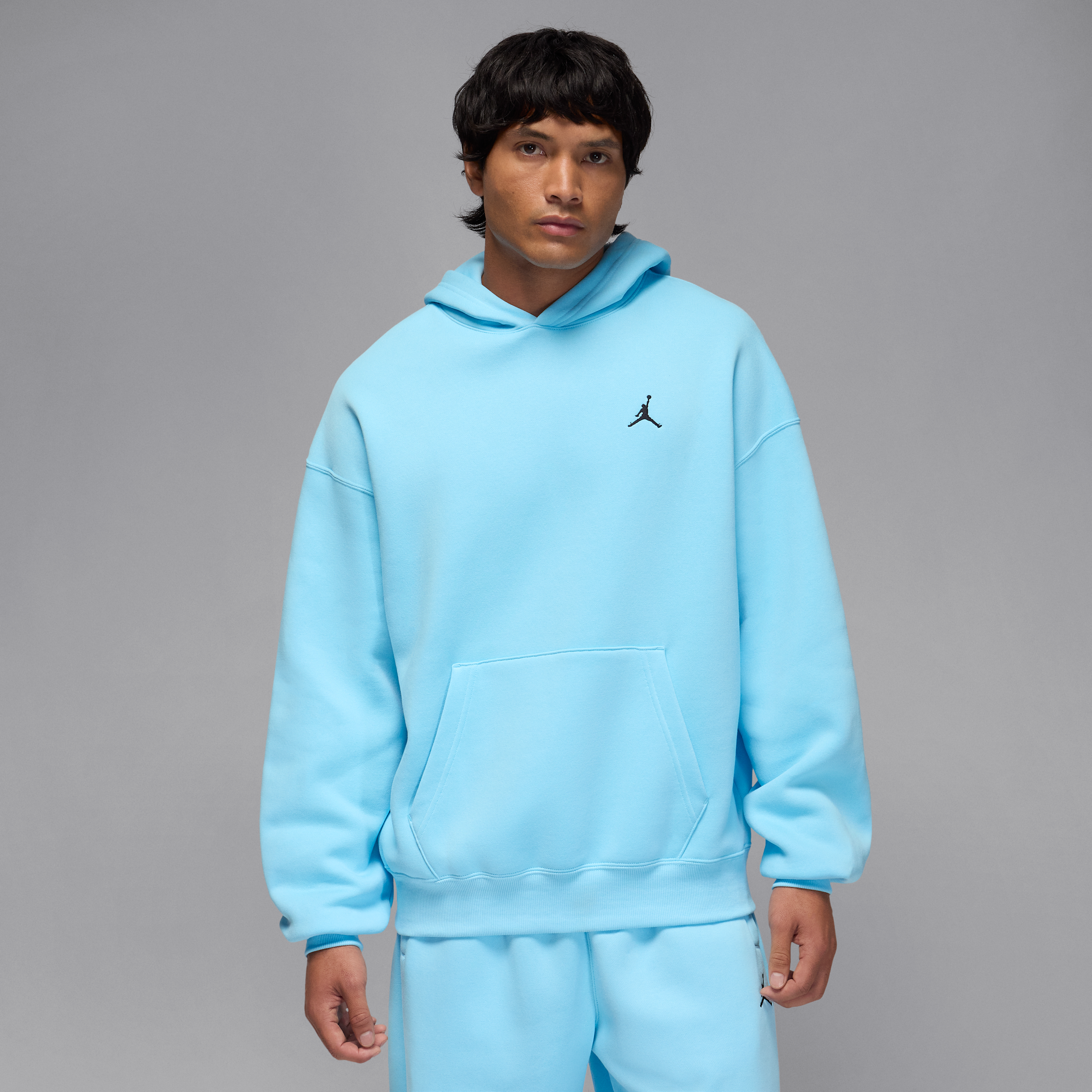 Nike Jordan Brooklyn Fleece Mens Oversized Pullover Hoodie - Blue - Cotton/Polyester