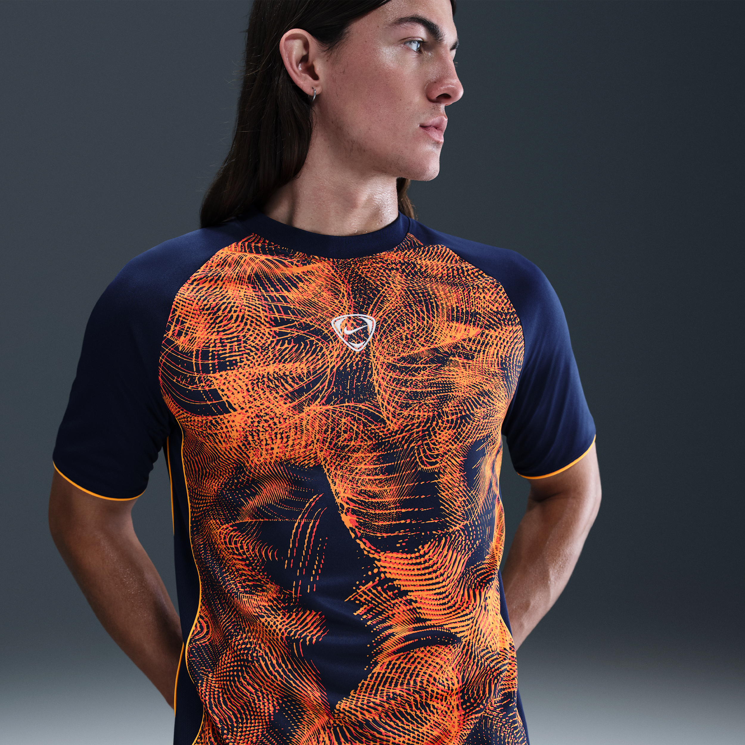 Kortærmet Nike Academy+ Dri-FIT-fodboldtrøje til mænd - blå