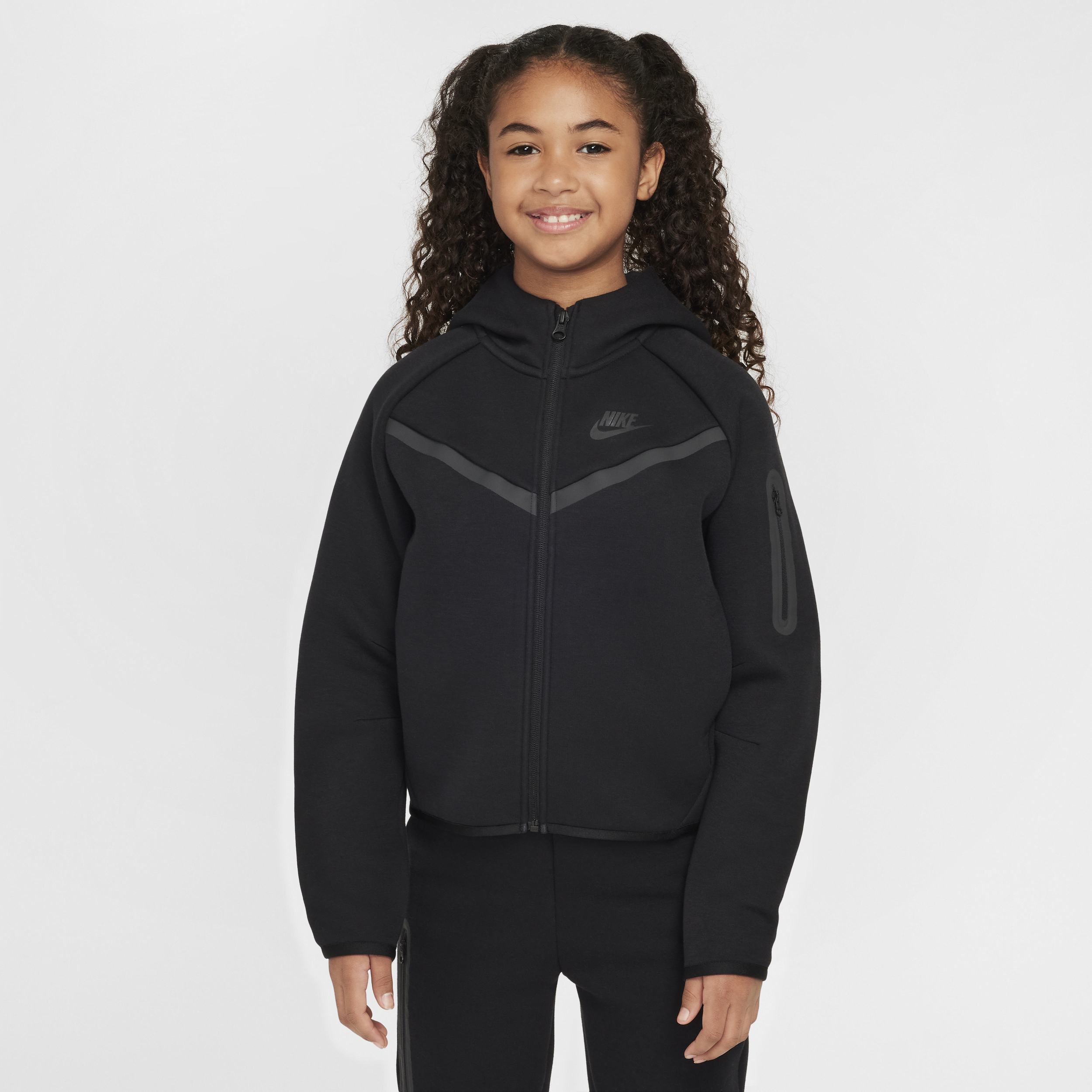 Sweat à capuche et zip Nike Sportswear Tech Fleece pour ado (fille) - Noir