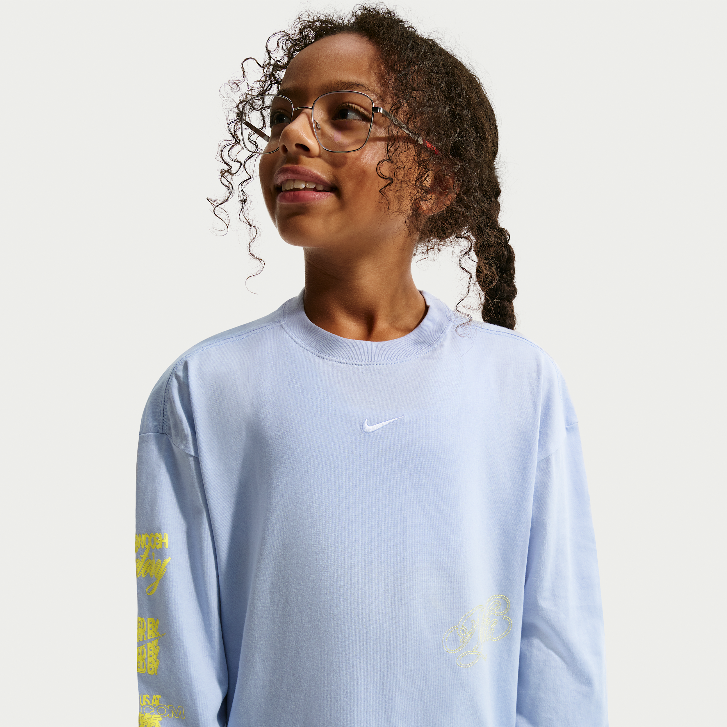 Nike oversized T-shirt met lange mouwen voor meisjes - Grijs