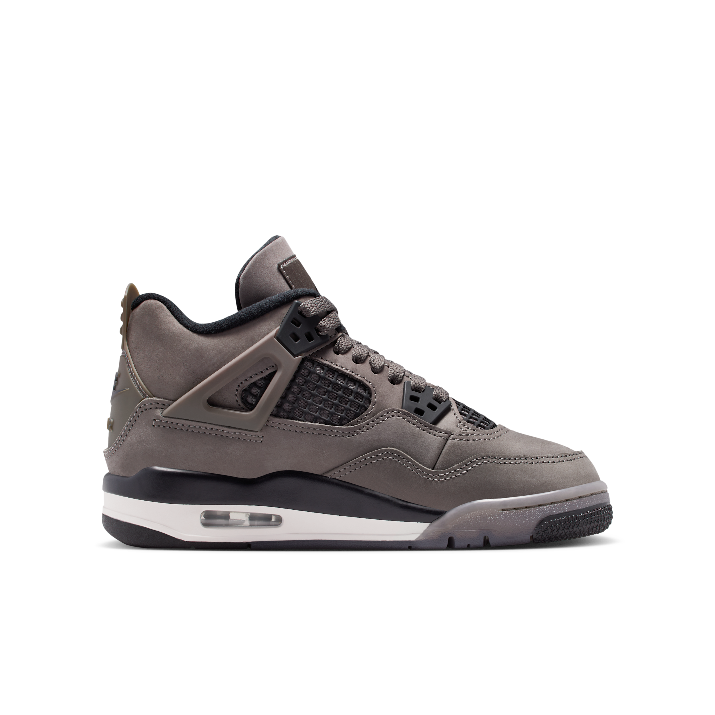 Thumbnail - Air Jordan 4 Retro "Cave Stone and Black" Schuh (ältere Kinder) - Grau
