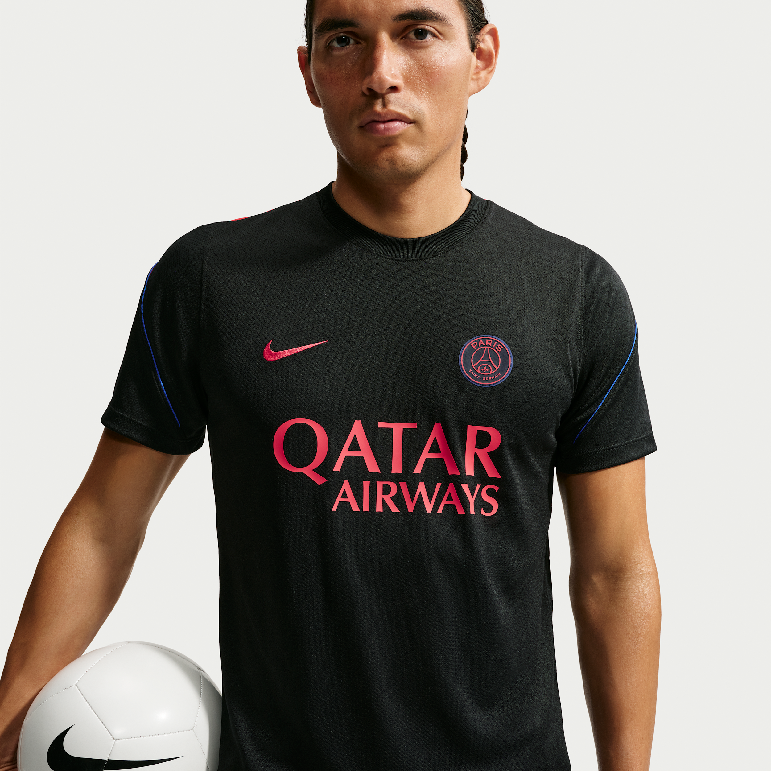 Kortærmet Paris Saint-Germain Strike Nike Dri-FIT-fodboldtrøje til mænd - sort