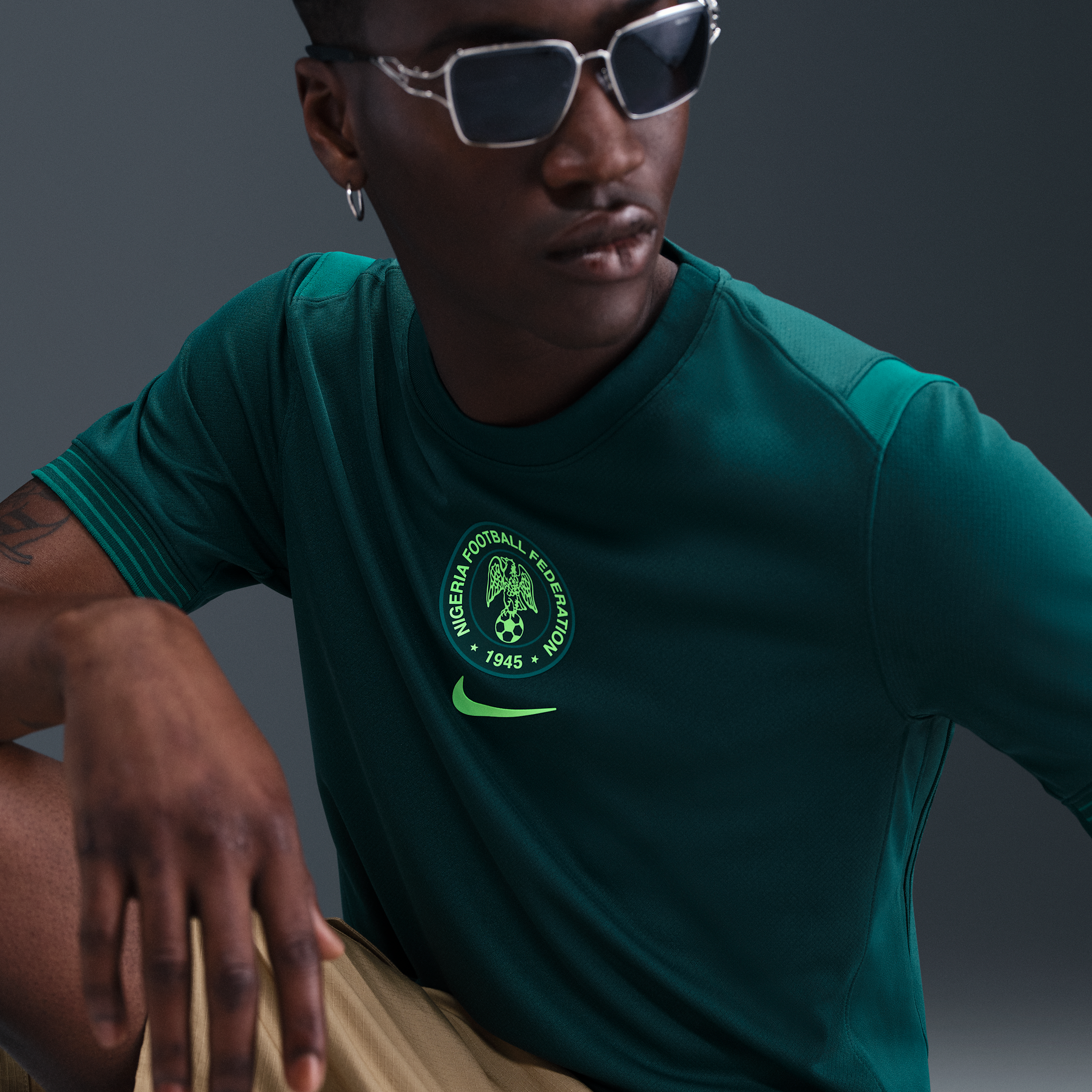 Thumbnail - Nigeria 2025 Stadium Home (Frauenteam) Nike Dri-FIT Replika-Fußballtrikot (Herren) - Blau