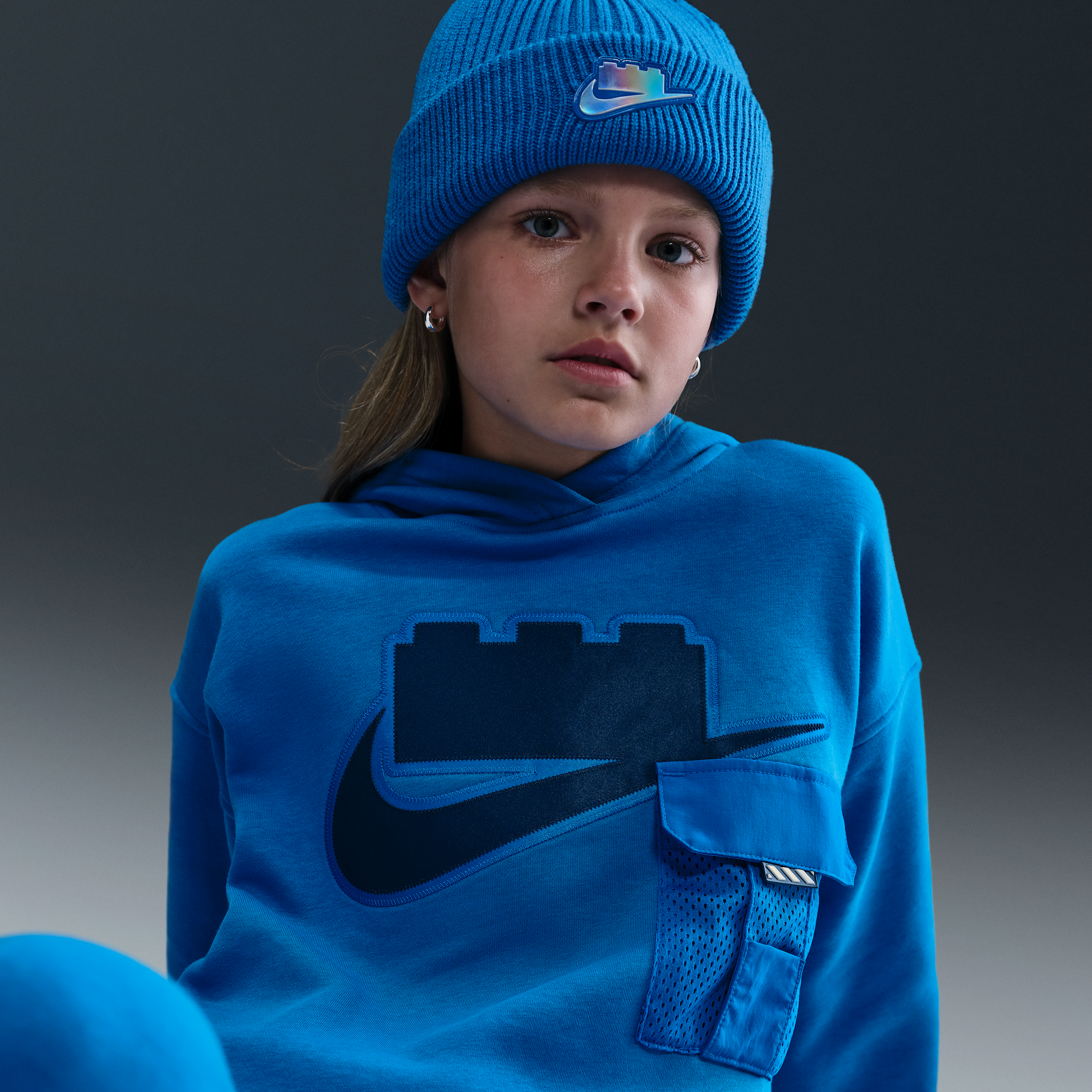 Thumbnail - Nike x LEGO® Kollektion Oversize-Hoodie (ältere Kinder) - Blau