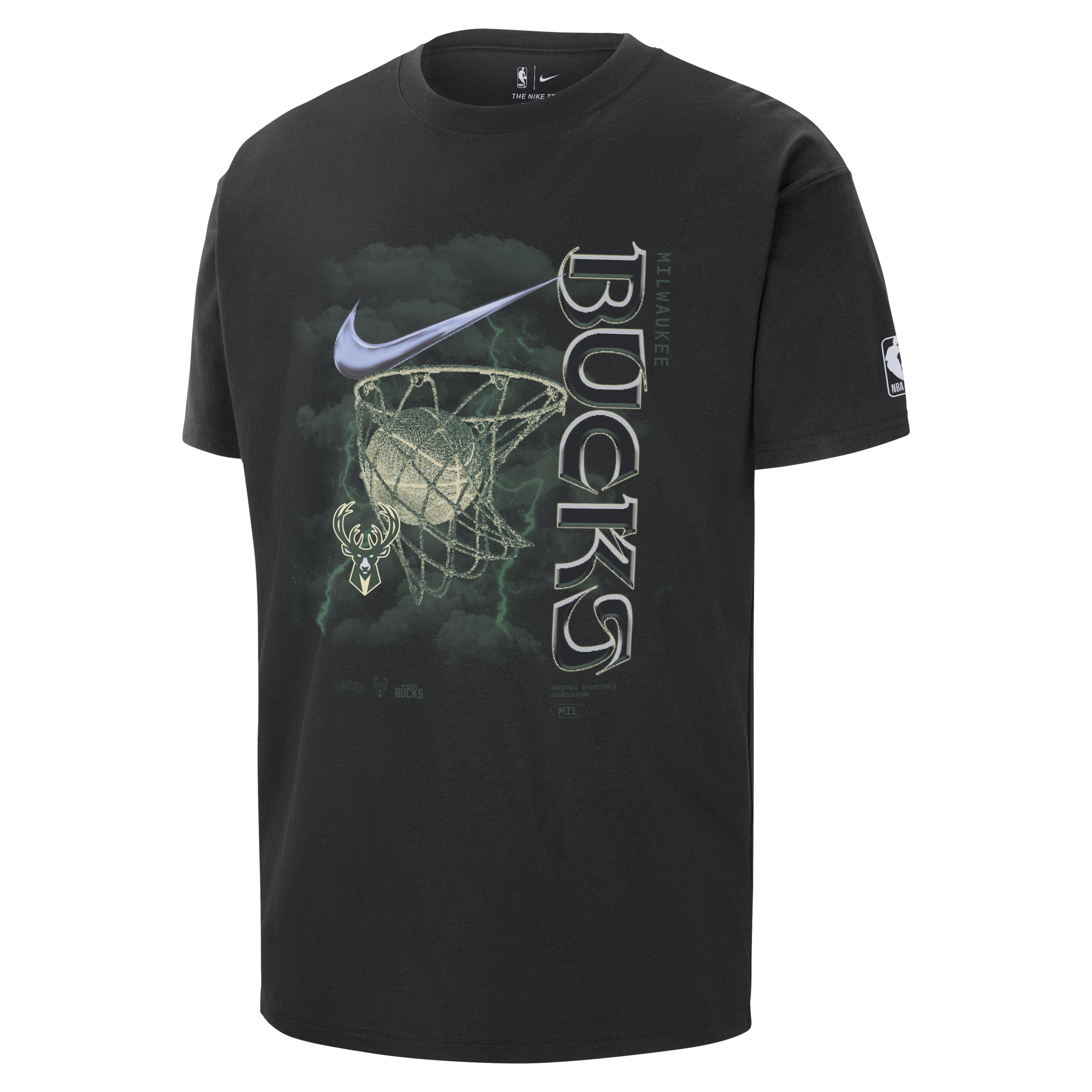 Nike Milwaukee Bucks Courtside Max90 NBA-herenshirt Zwart