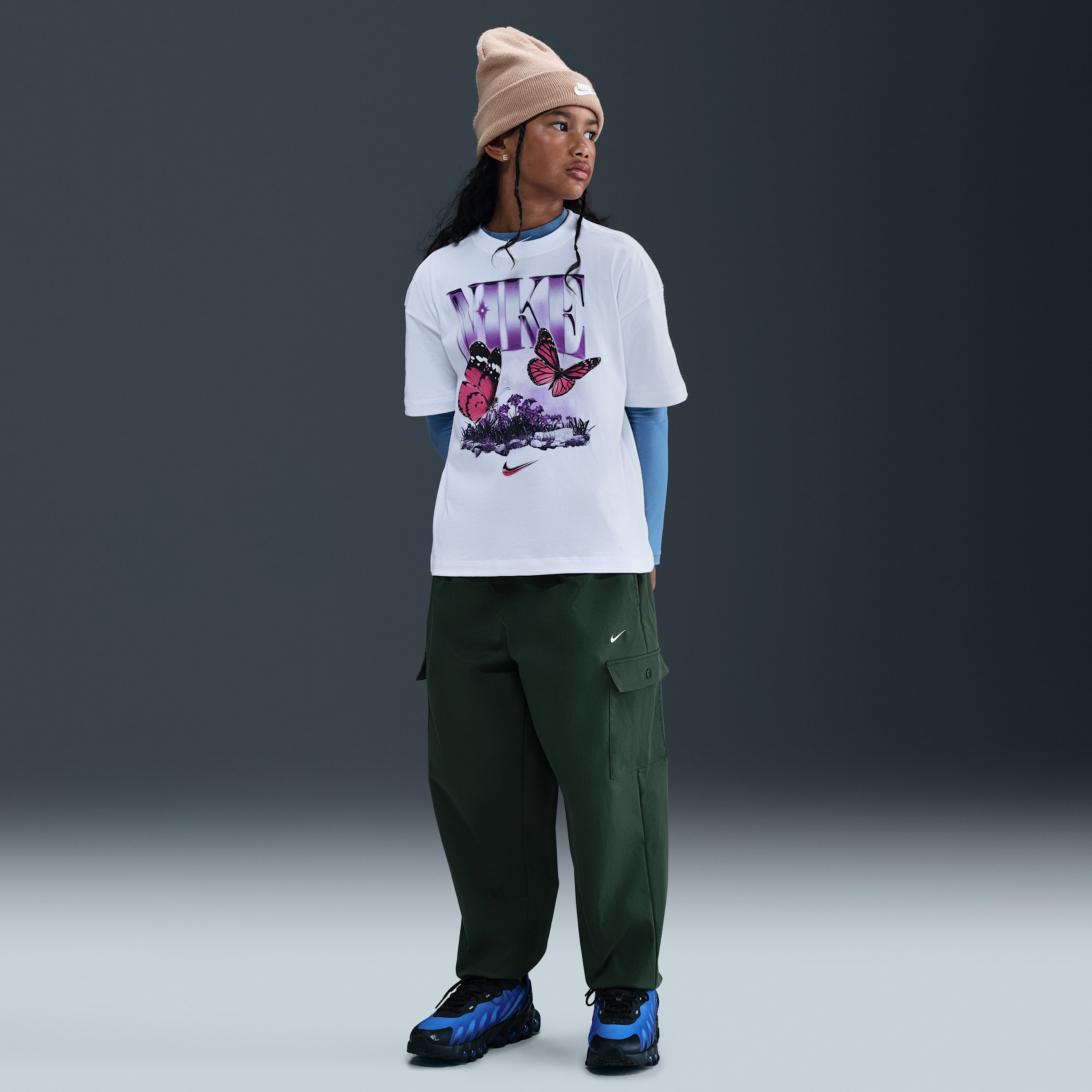 Nike Girls Cargo Trousers - Green - Polyester