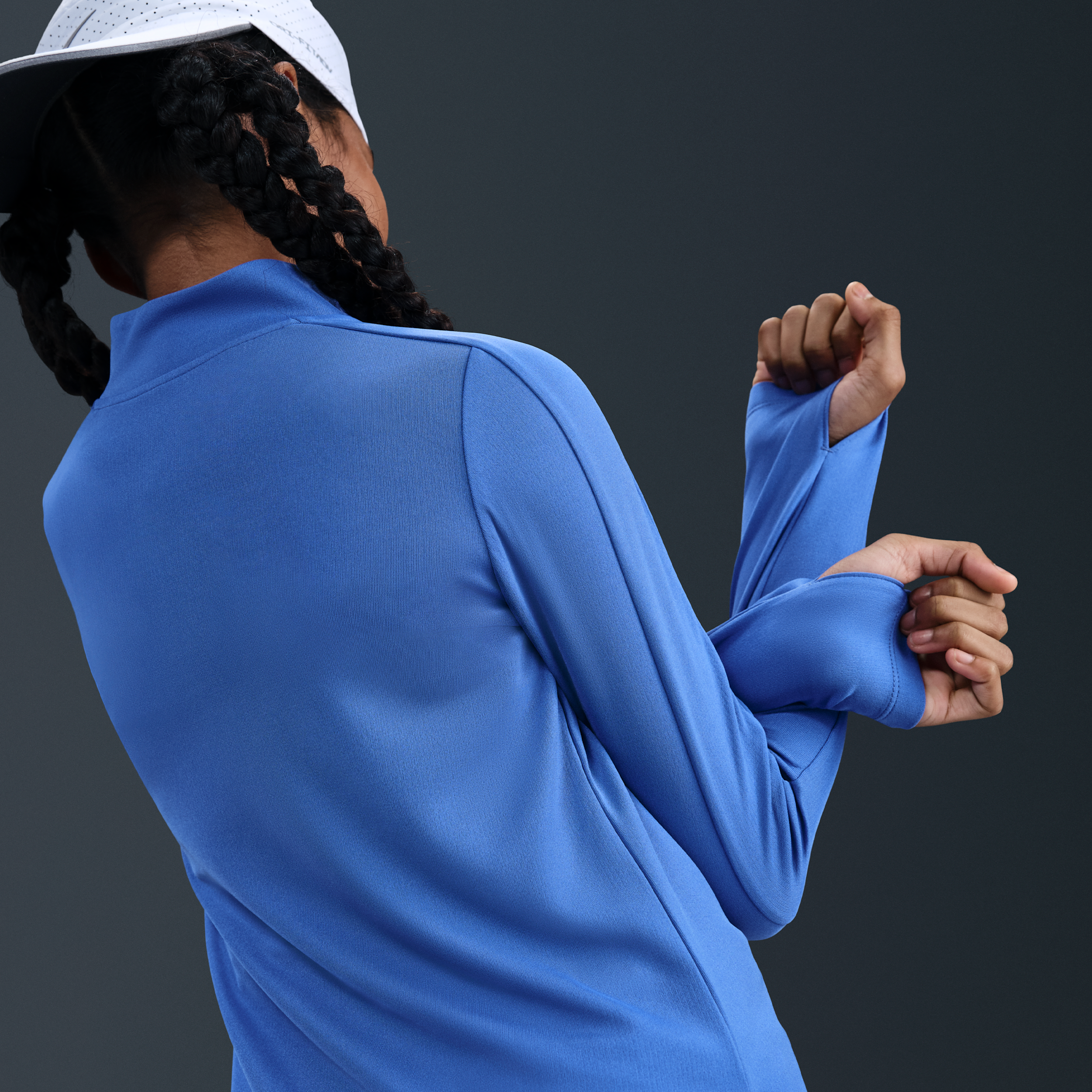 Thumbnail - Nike Dri-FIT Longsleeve mit Viertelreißverschluss (Mädchen) - Blau