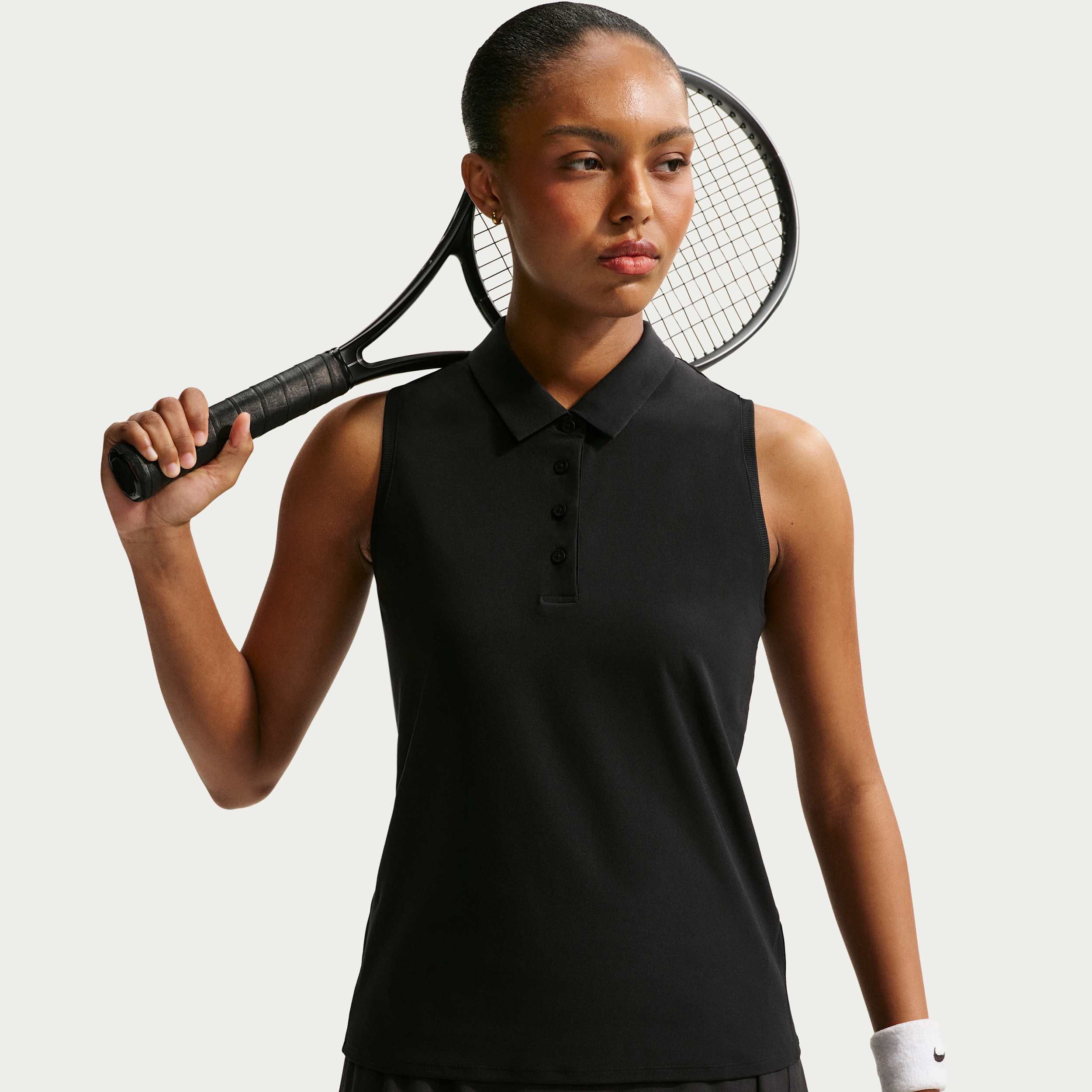 Thumbnail - Nike Victory Dri-FIT ärmelloses Poloshirt (Damen) - Schwarz