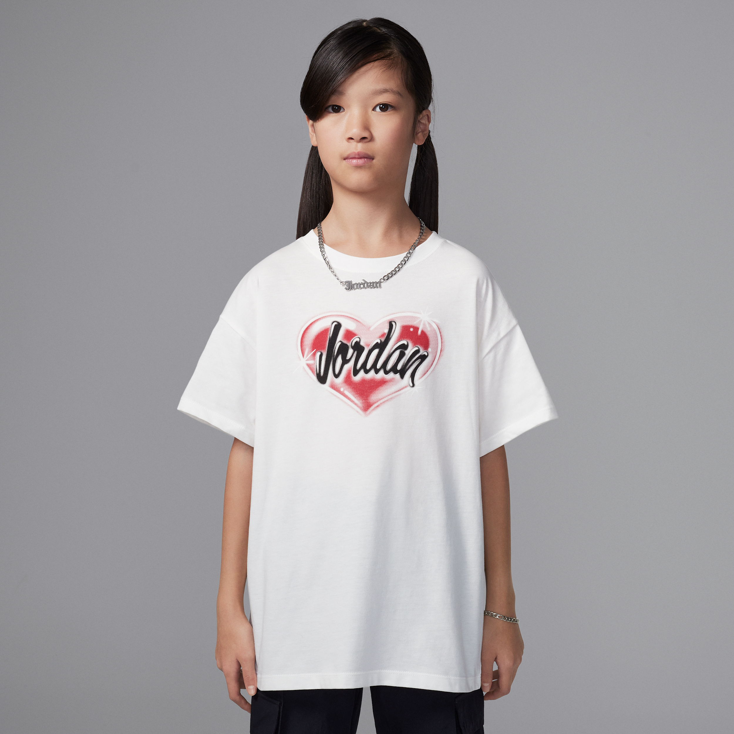 Jordan T-shirt met Y2K Heart graphic voor kids - Wit