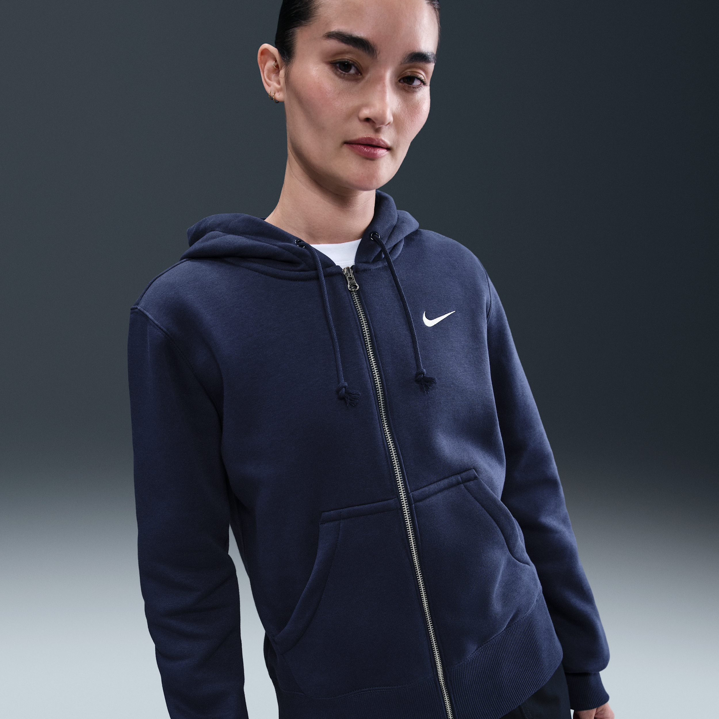 Thumbnail - Nike Sportswear Phoenix Oversize-Fleece-Hoodie mit durchgehendem Reißverschluss (Damen) - Blau