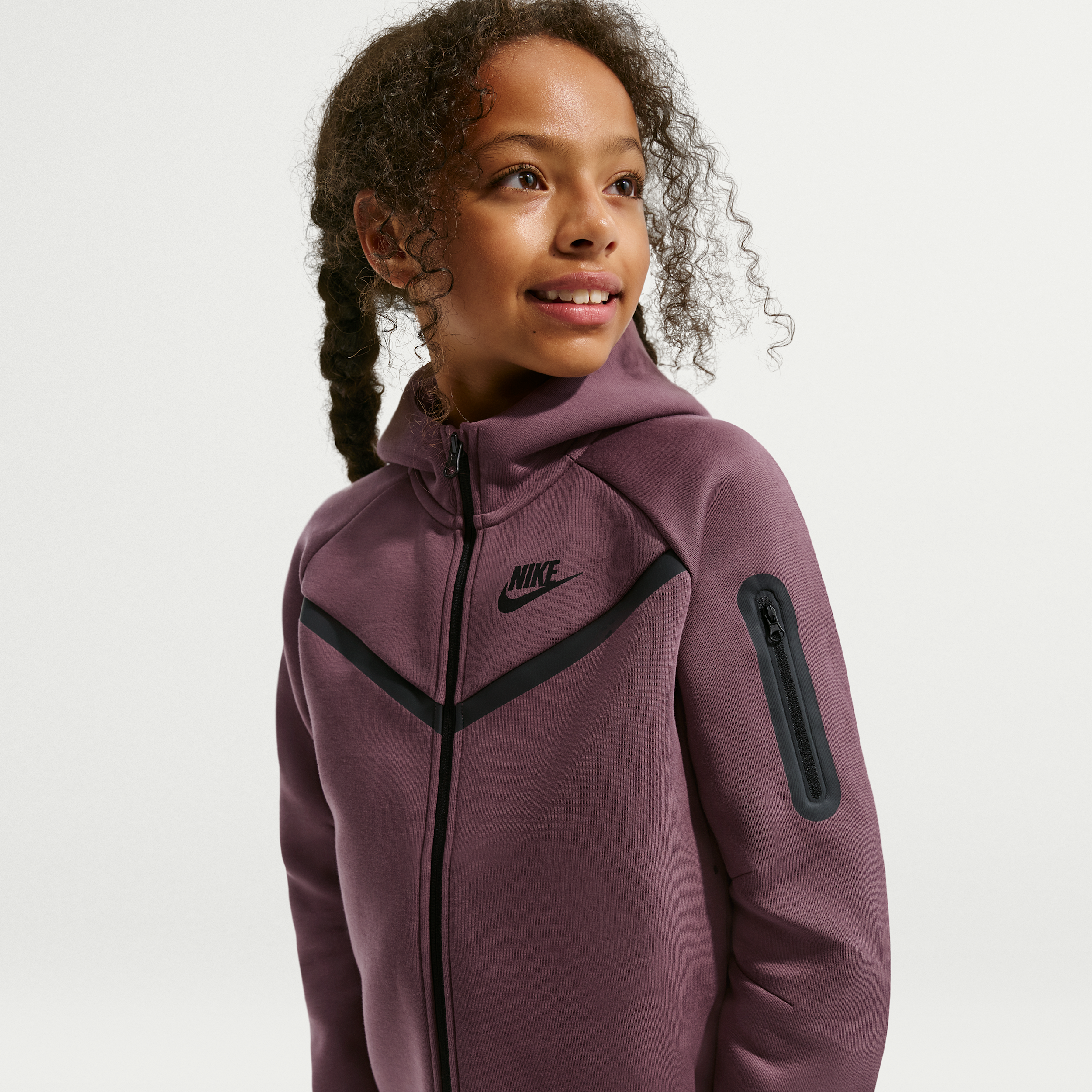 Nike Tech Fleece Girls Full-Zip Hoodie - Purple - Fleece
