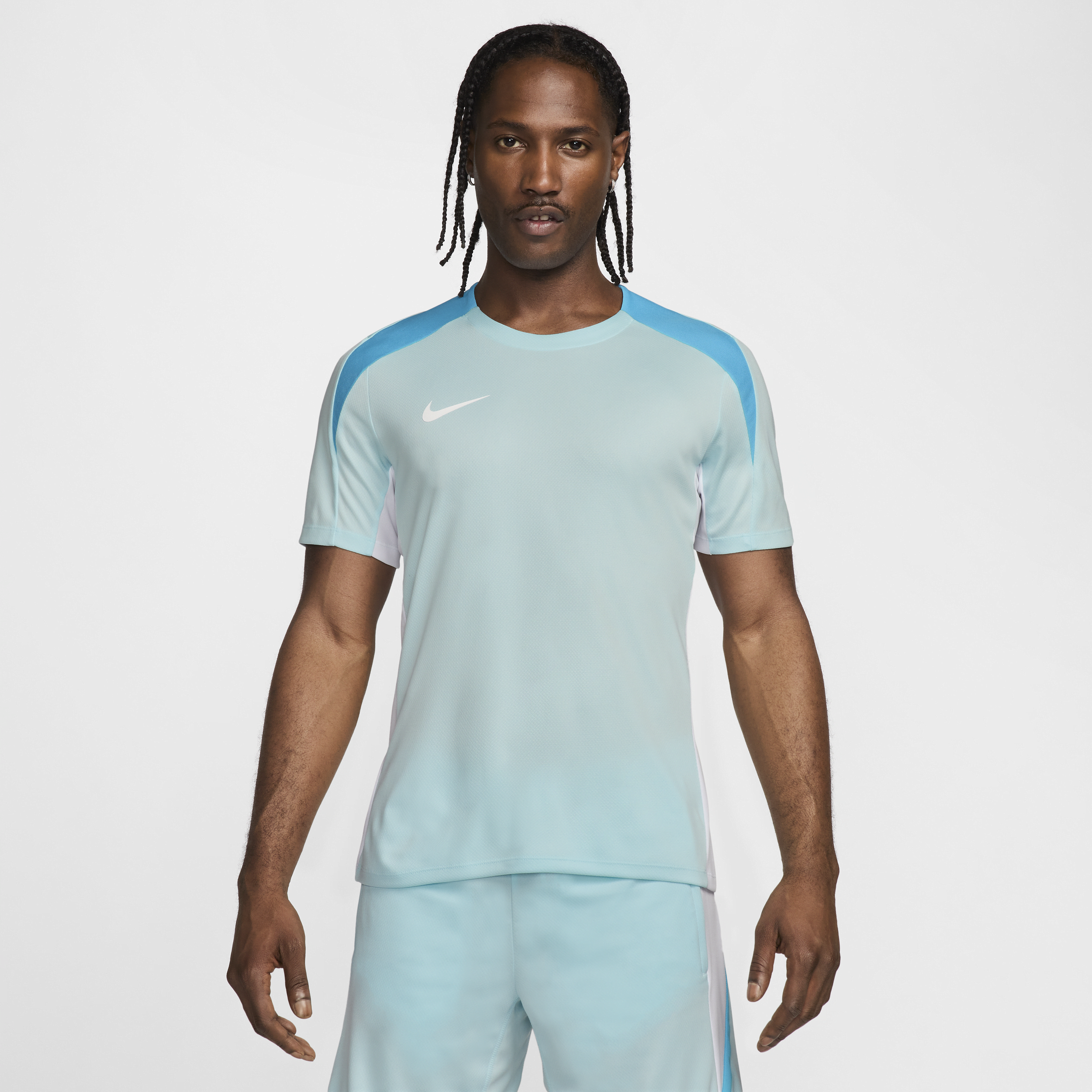 Haut de foot à manches courtes Dri-FIT Nike Strike pour homme - Bleu