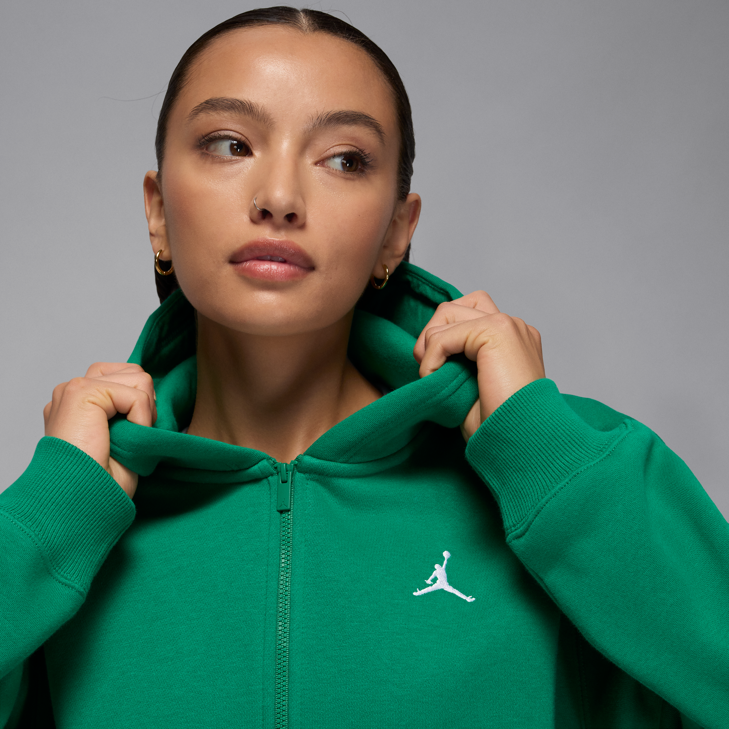 Thumbnail - Jordan Brooklyn Fleece Damen-Hoodie mit durchgehendem Reißverschluss - Grün