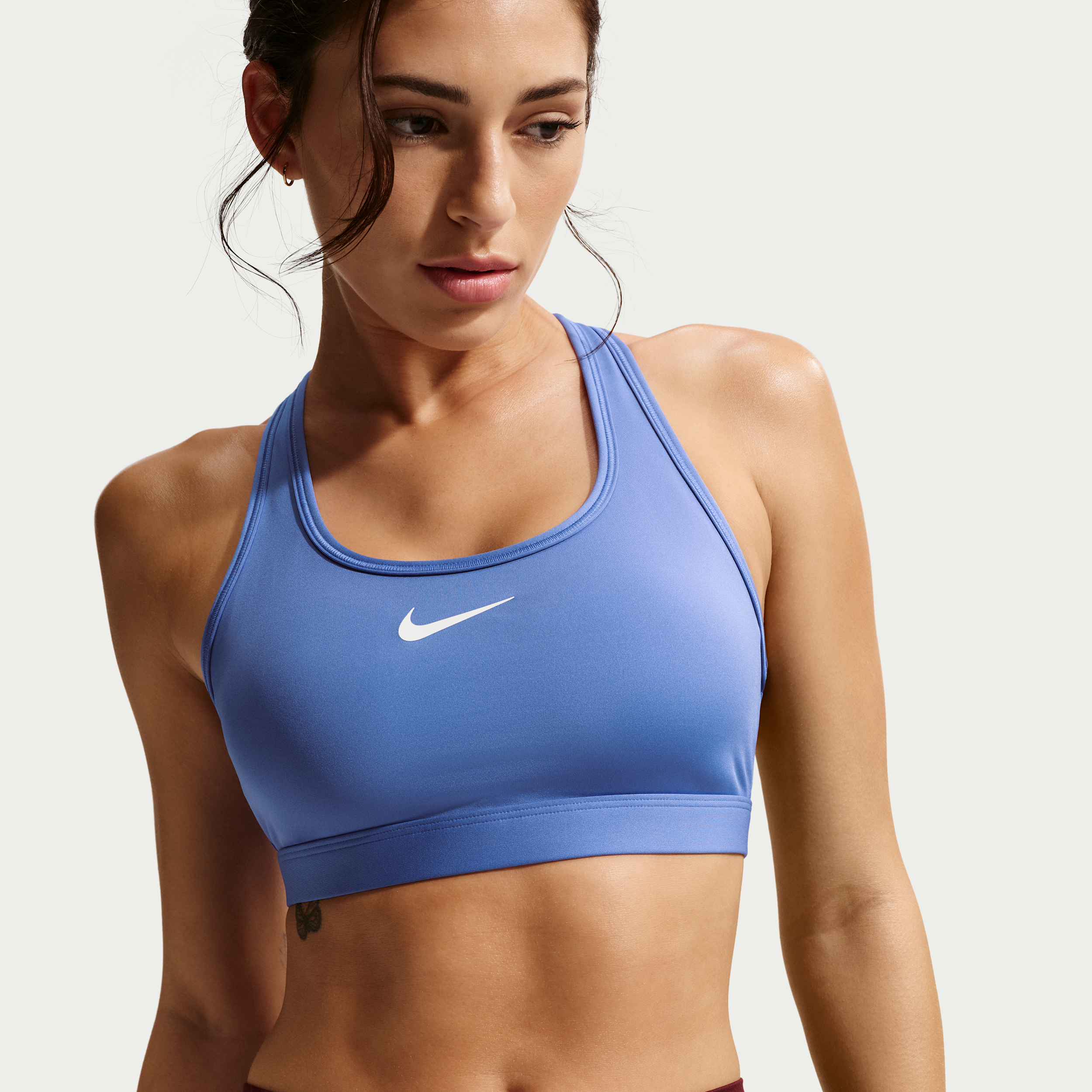 Nike Swoosh Medium-Support Womens Padded Sports Bra - Blue - Polyester/Elastane