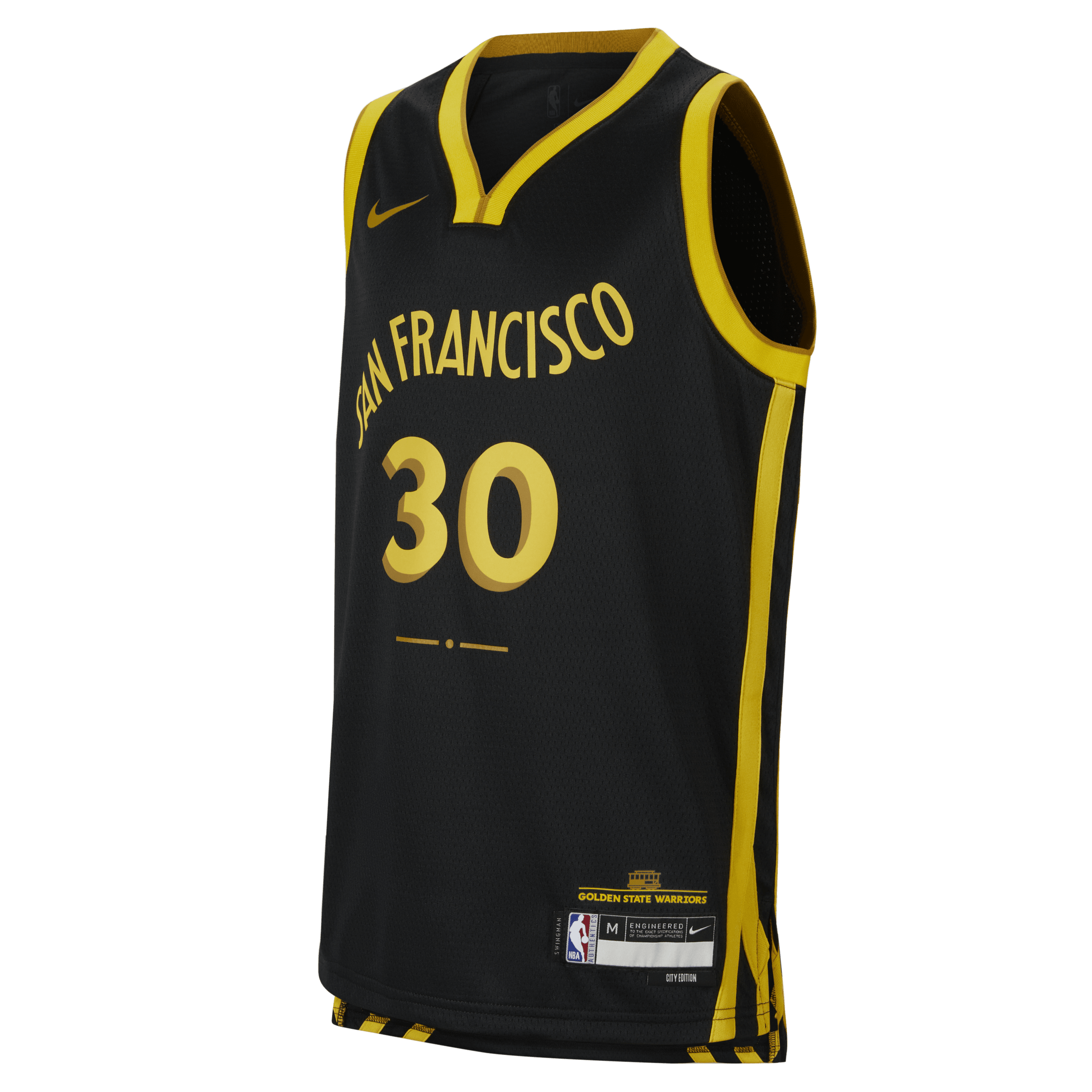 Nike Stephen Curry Golden State Warriors 2023 24 City Edition Swingman NBA-jersey met Dri-FIT voor kids Zwart