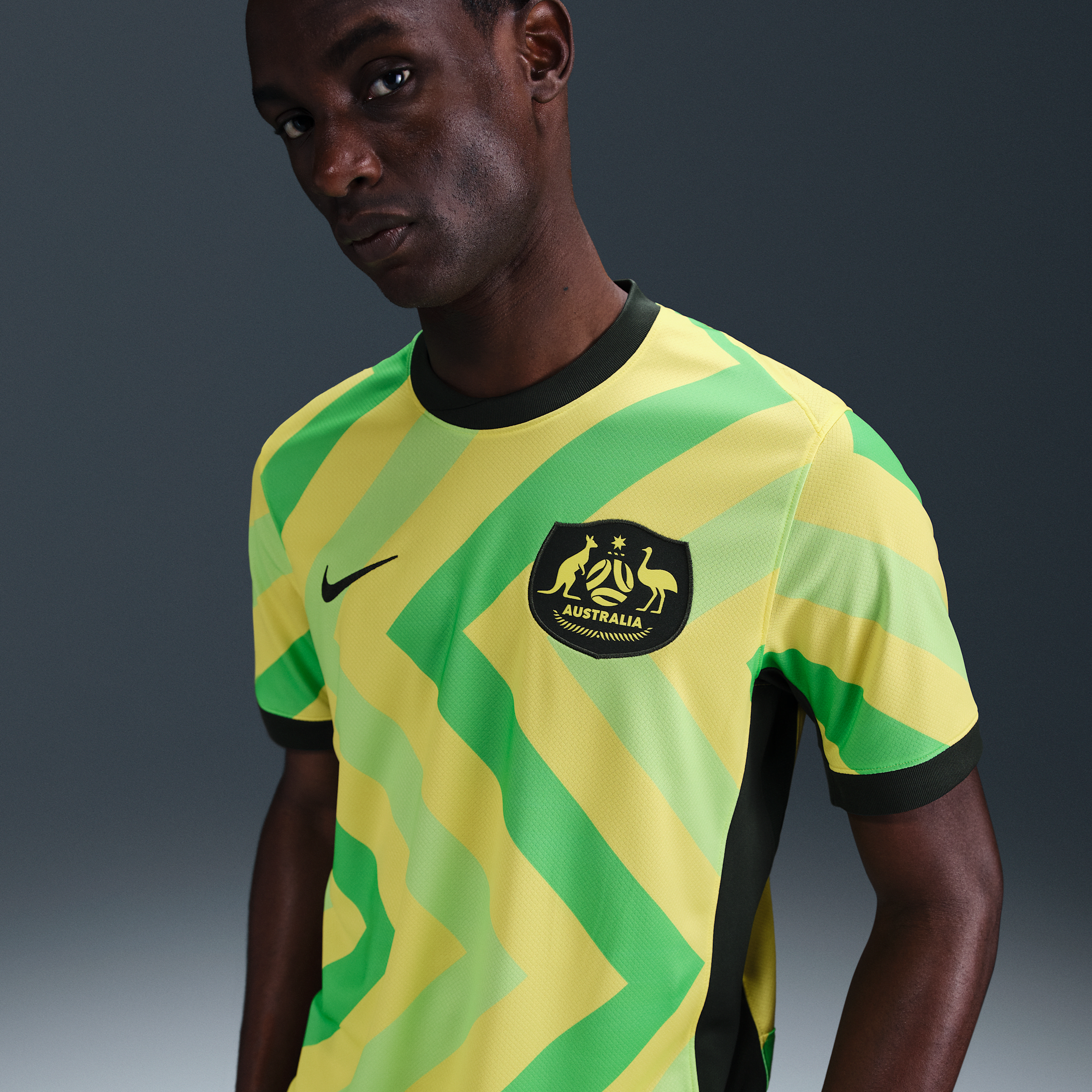 Australia 2025/26 Stadium Home Men's Nike Dri-FIT Football Replica Shirt - Yellow - Polyester - 50% Recycled Polyester
