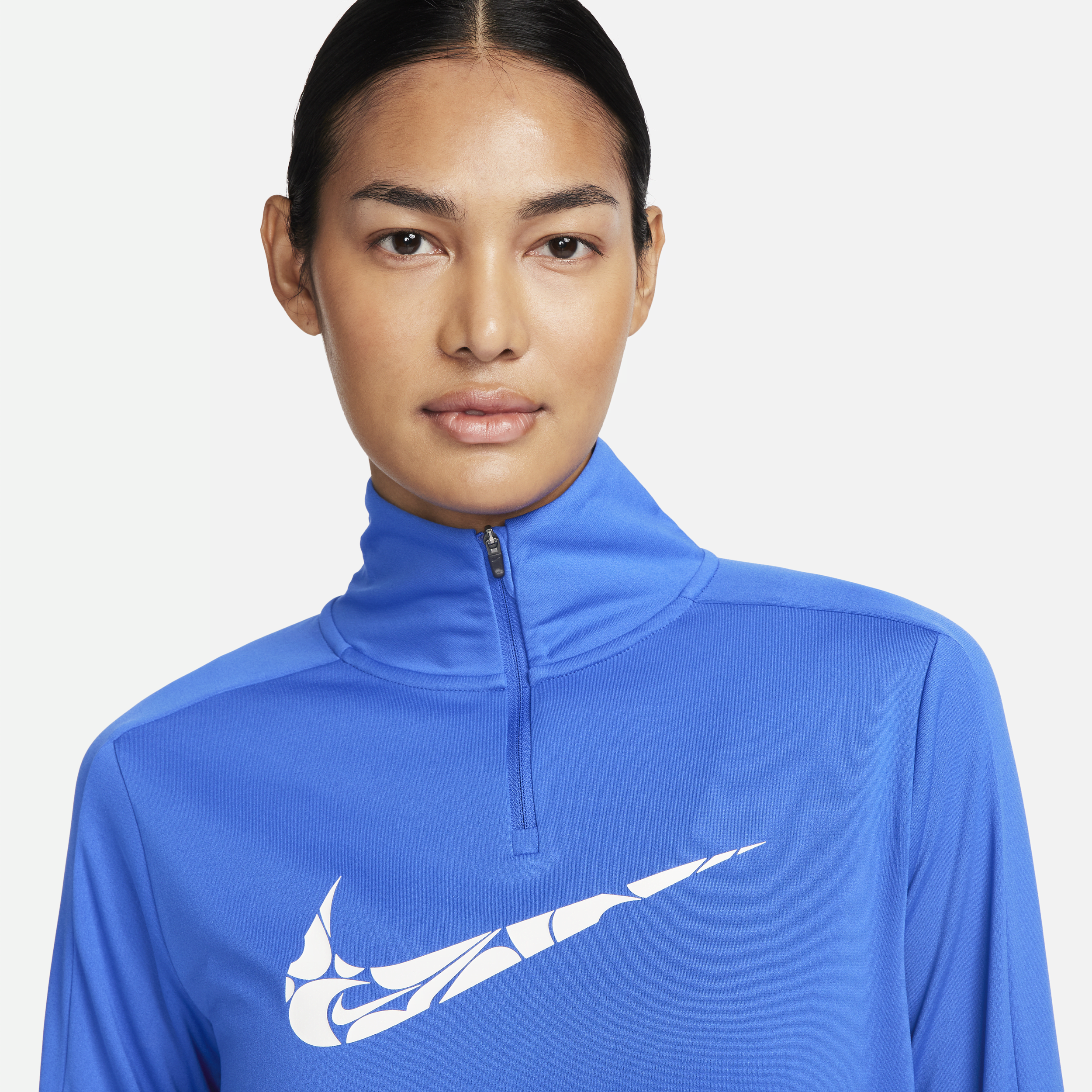 Nike Swoosh Dri-FIT tussenlaag met korte rits voor dames Blauw