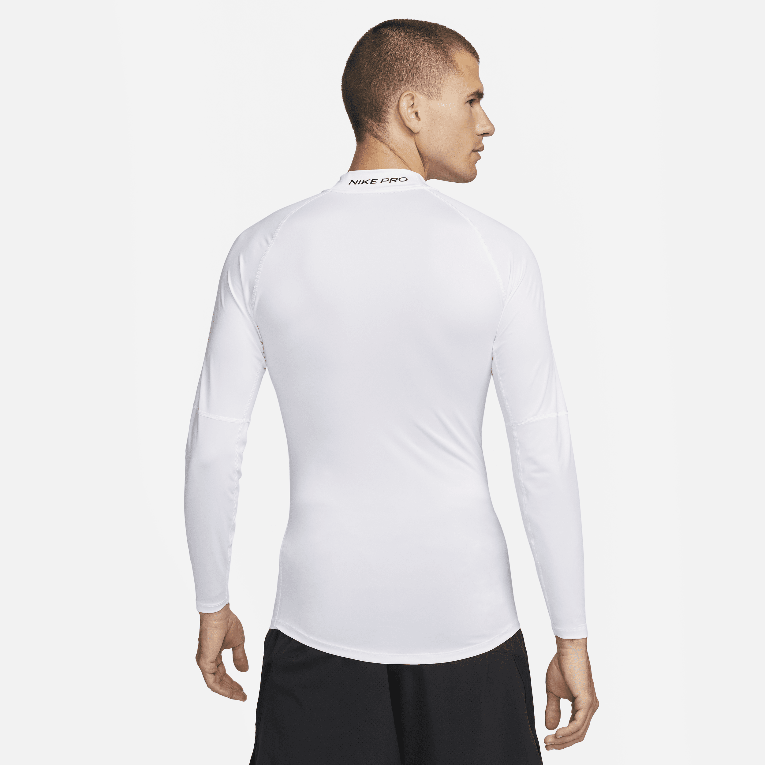 Haut de fitness à manches longues et col montant Dri-FIT Nike Pro pour homme - Blanc