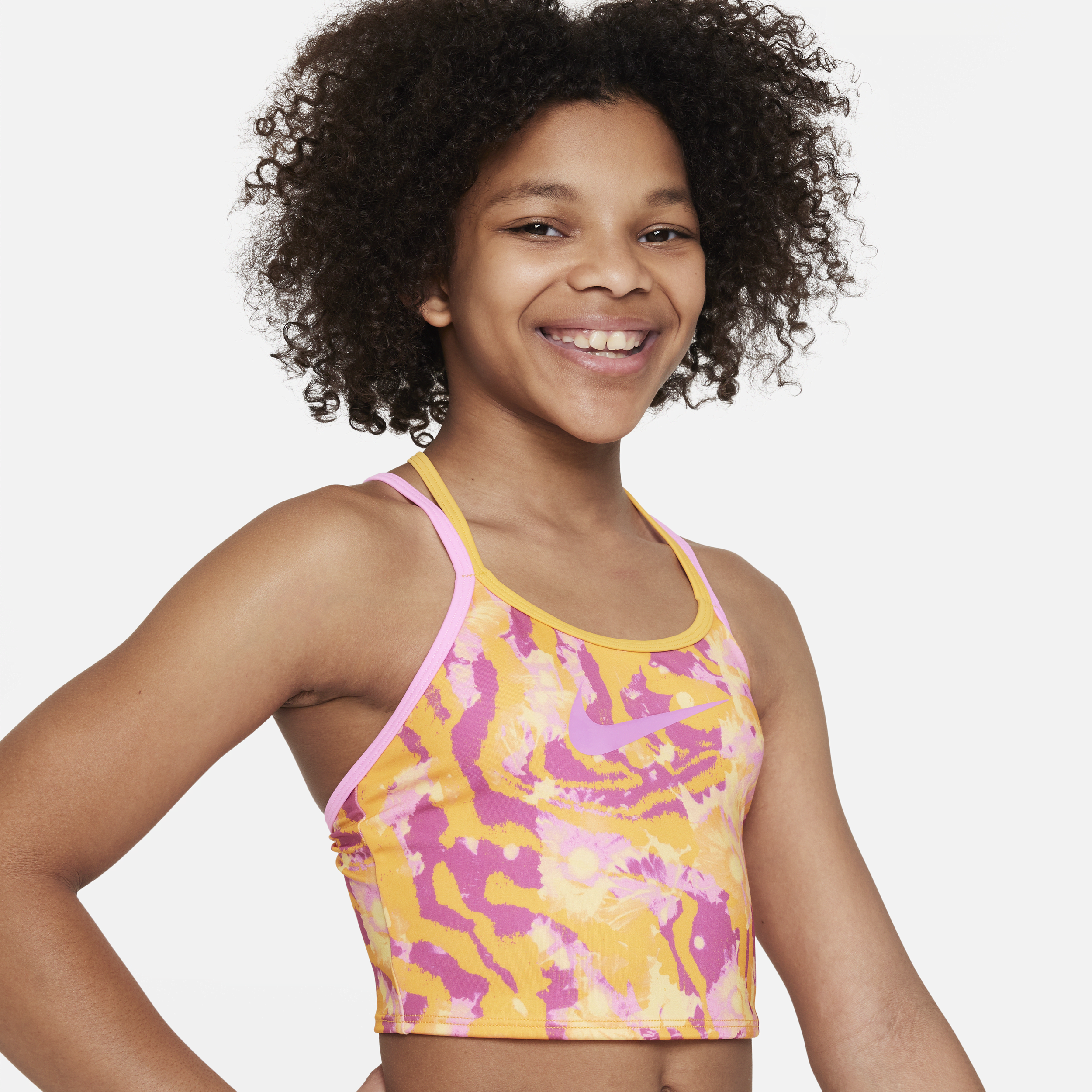 Ensemble de bain midkini à dos croisé en T Nike pour ado (fille) - Rose