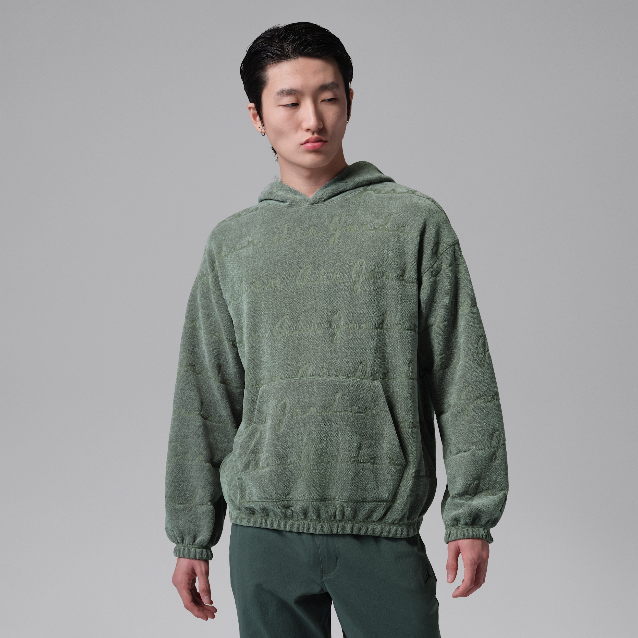 Felpa pullover jacquard con cappuccio Jordan Flight – Uomo - Verde