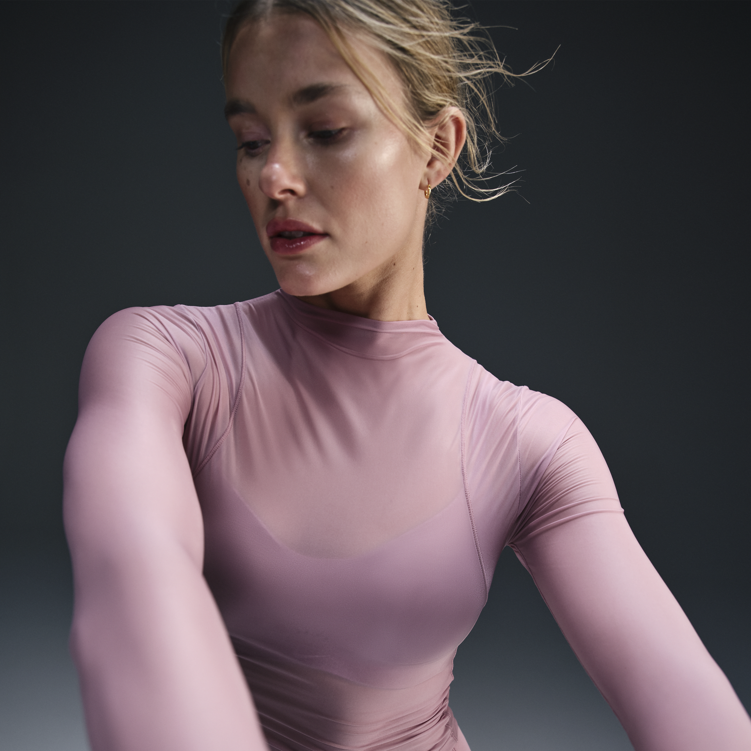 Haut à manches longues Dri-FIT Nike Zenvy Sheer pour femme - Pourpre