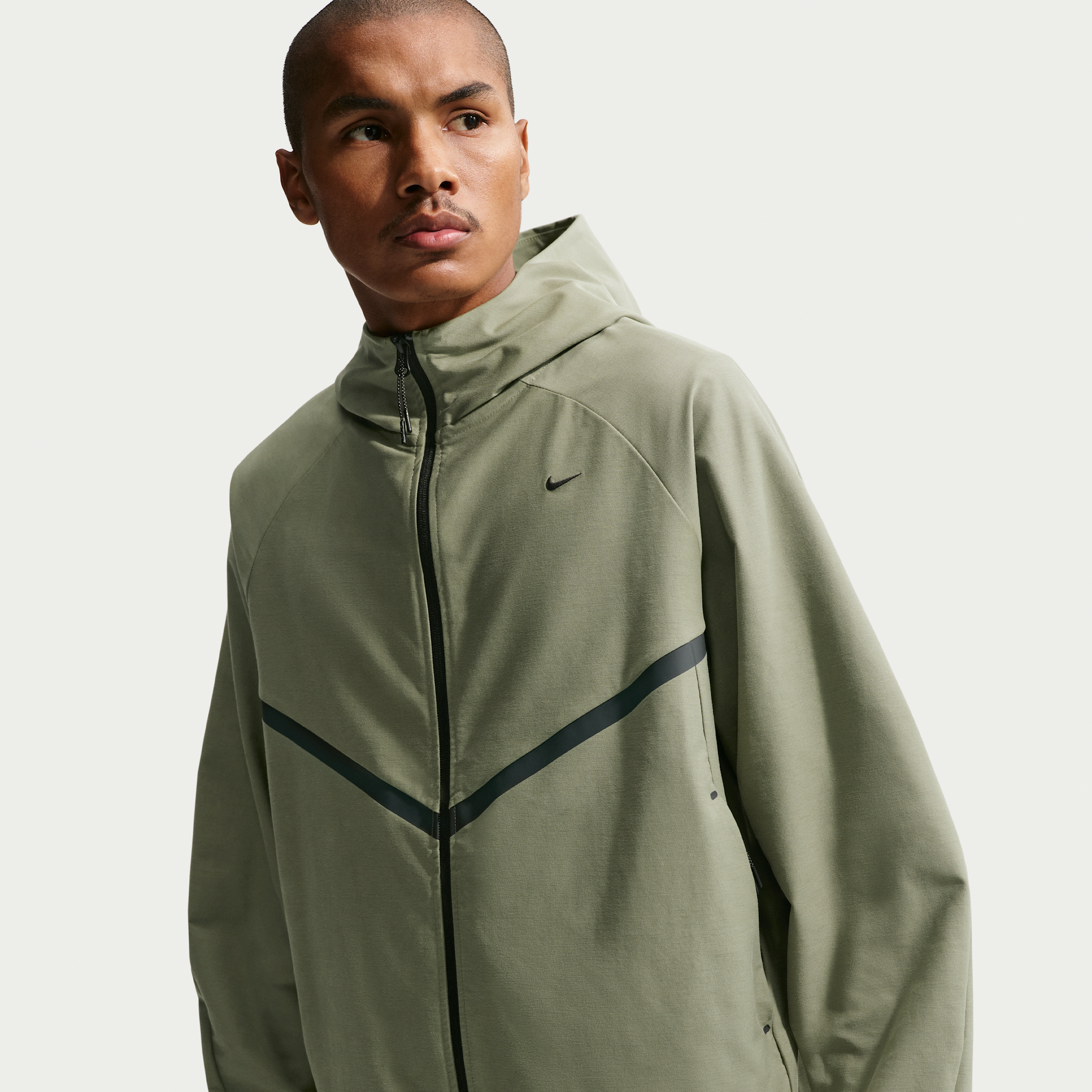Nike Tech Mens Shori-Knit Full-Zip Windrunner Jacket - Grey - Polyester/Cotton/Elastane