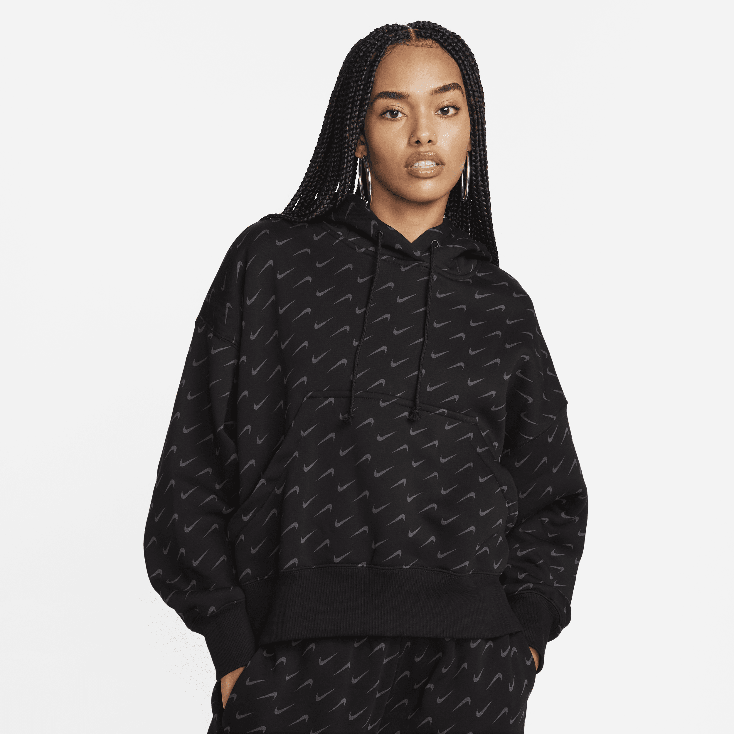 Nike Sportswear Phoenix Fleece extra oversized hoodie met print voor dames Zwart