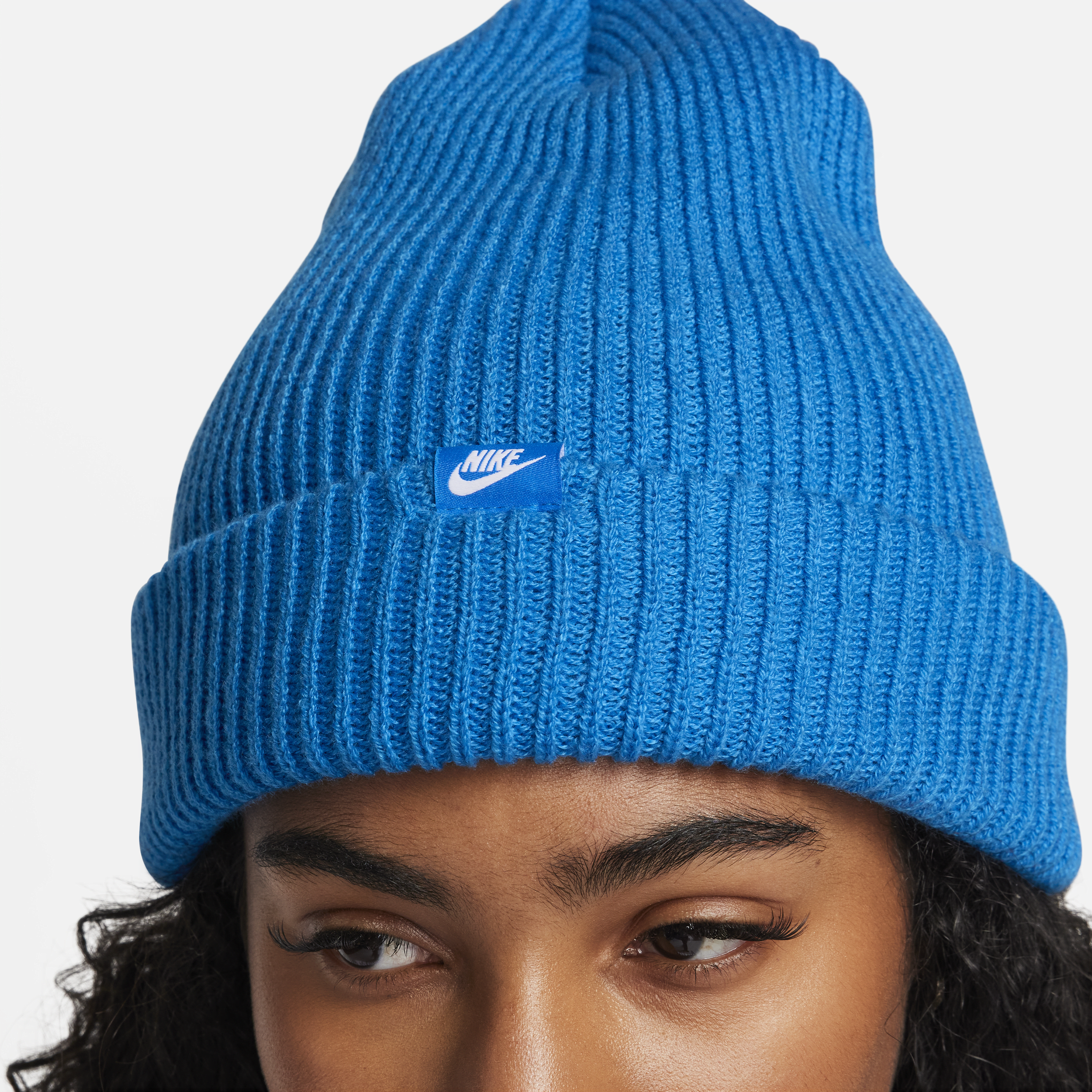 Nike Peak Futura beanie met standaardomslag Blauw