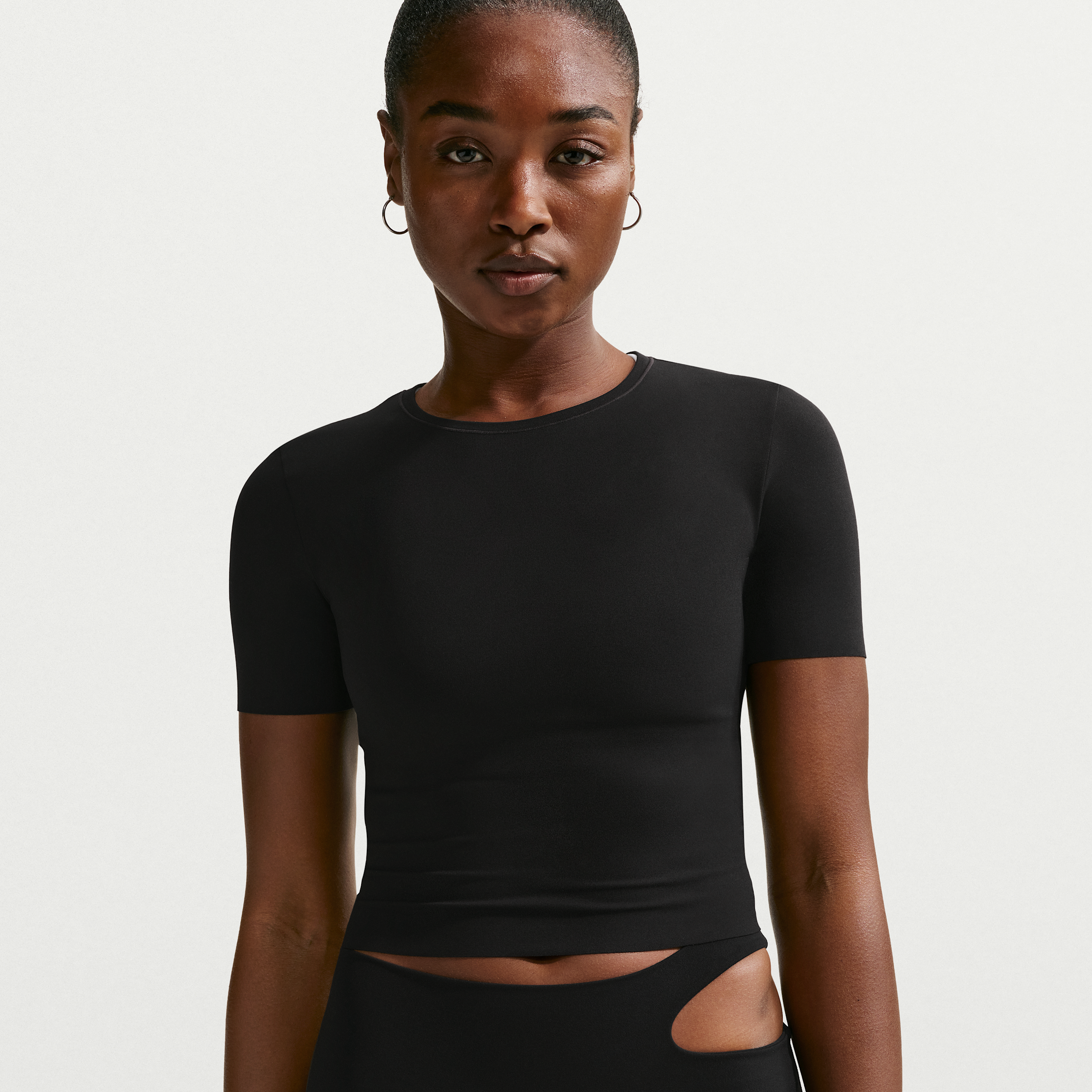 Nike Zenvy Womens Dri-FIT Short-Sleeve Top - Black - Nylon/Elastane