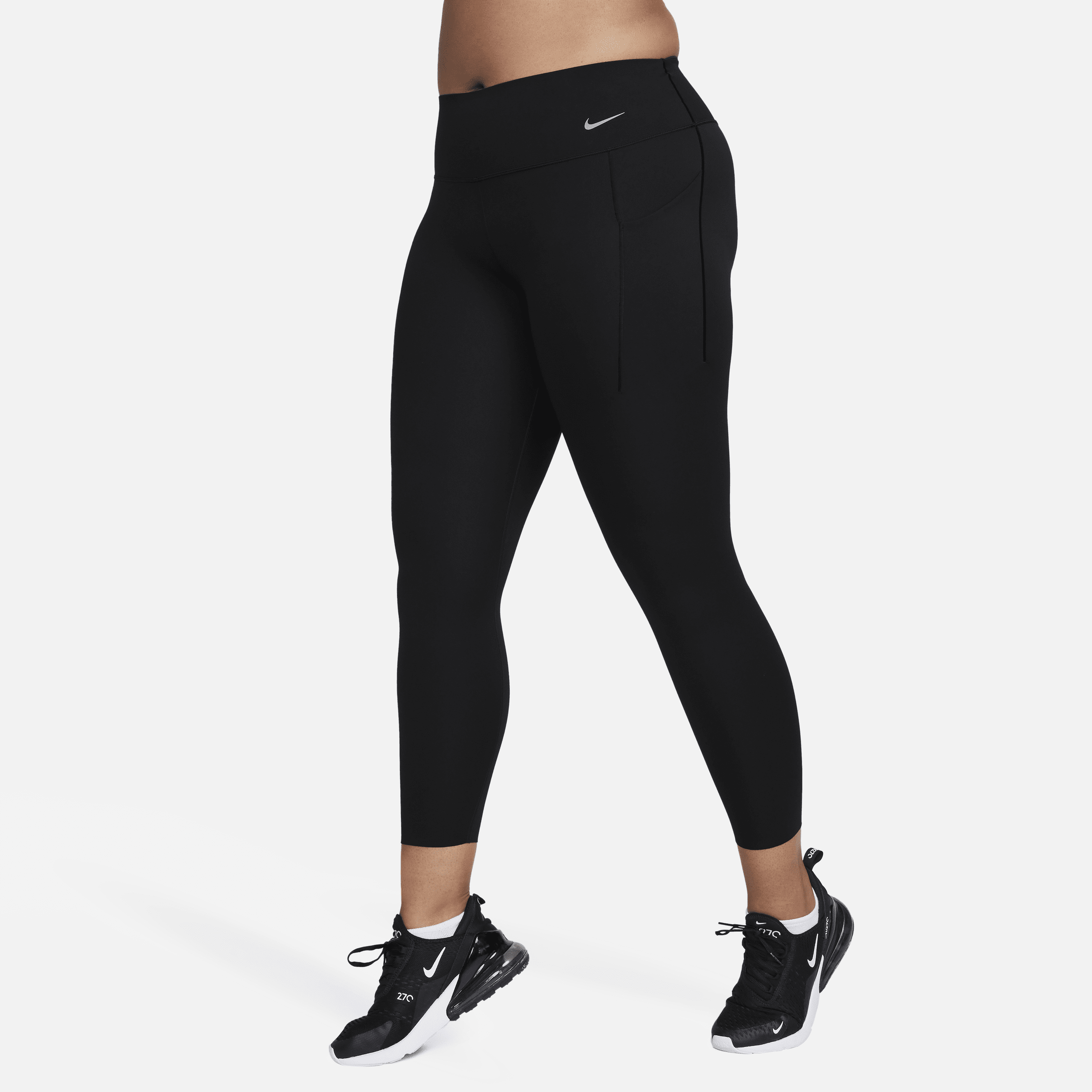 Legging 7/8 taille mi-haute à maintien normal avec poches Nike Universa pour femme - Noir