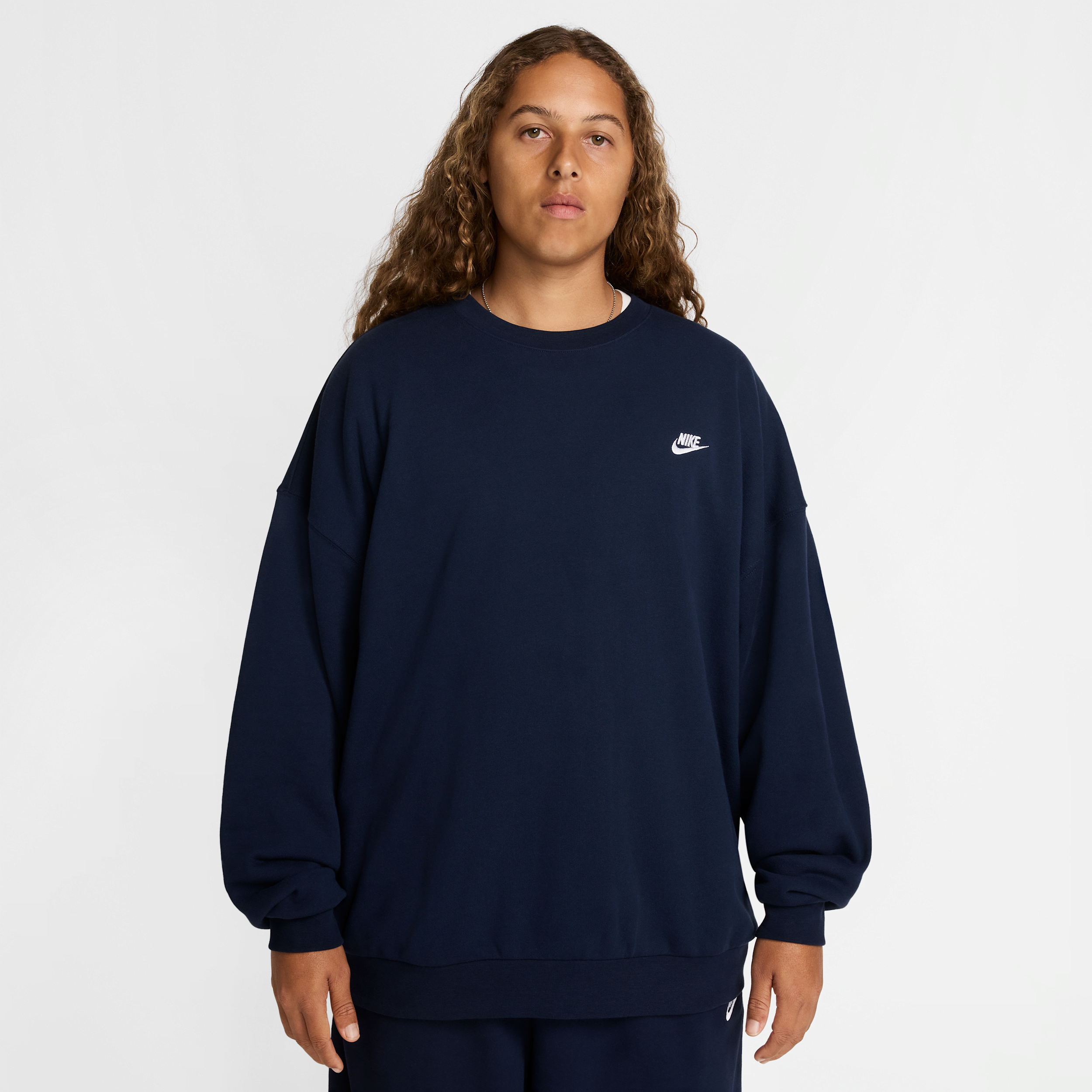 Thumbnail - Nike Club Fleece Oversize-Rundhalsshirt aus French Terry (Herren) - Blau