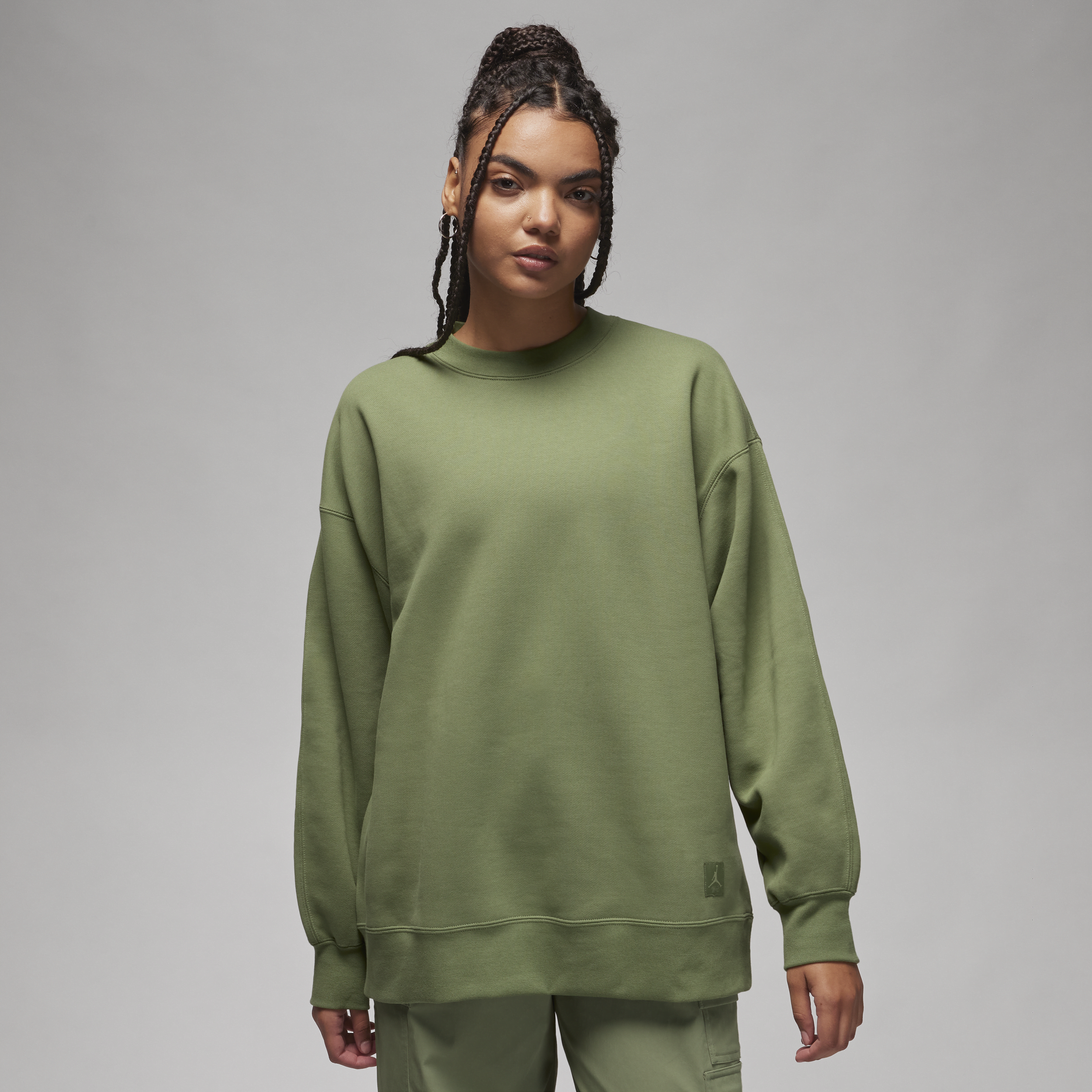 Jordan Flight Fleece sweatshirt met ronde hals voor dames Groen