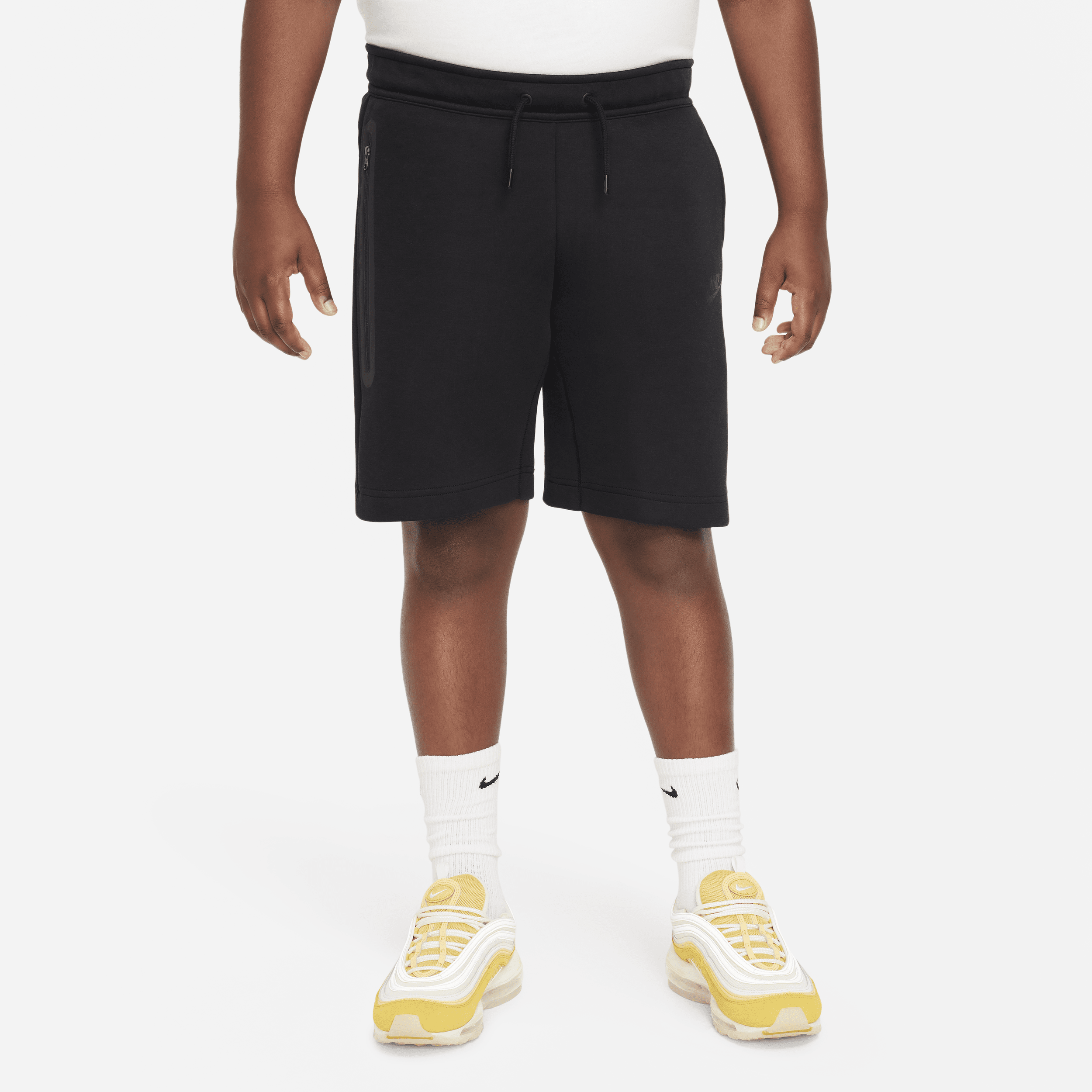 Nike Sportswear Tech Fleece Older Kids (Boys) Shorts (Extended Size) - Black - Cotton/Polyester - 50% Sustainable Blends