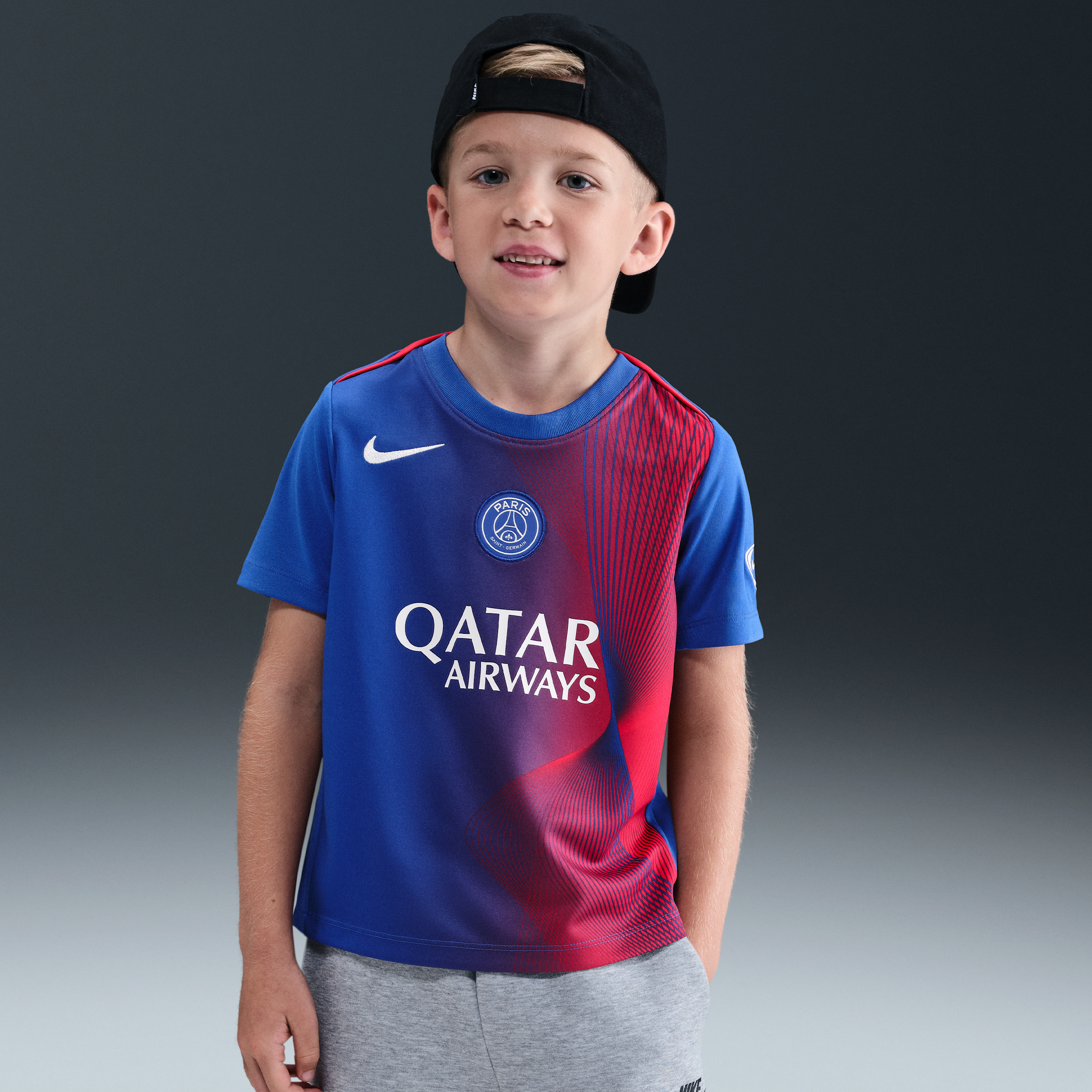Nike Paris Saint-Germain Academy Pro Derde Total 90 Dri-FIT warming-uptop met korte mouwen voor kleuters Blauw