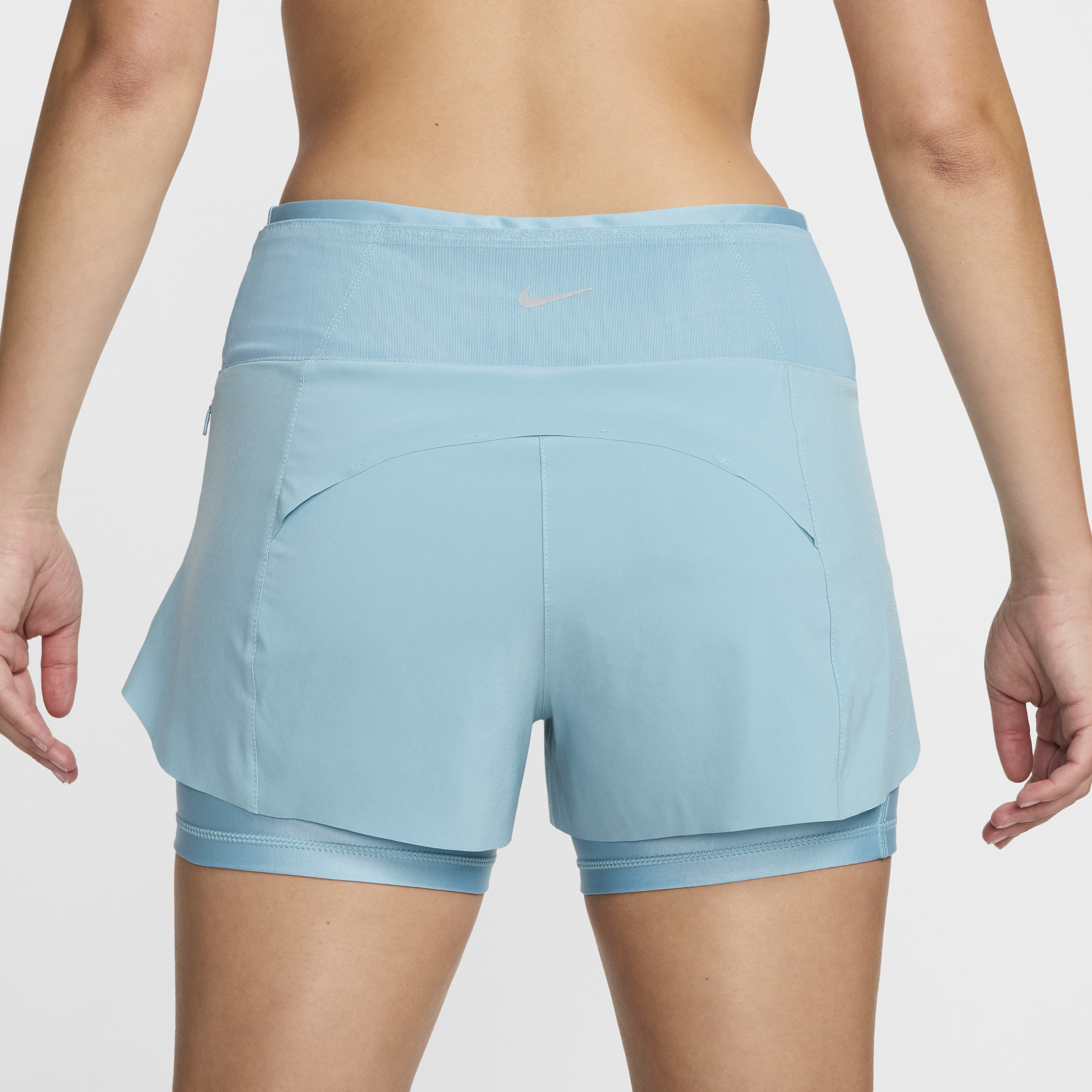 Short de running 2-en-1 avec poches taille mi-basse 8 cm Nike Dri-FIT Swift pour femme - Bleu